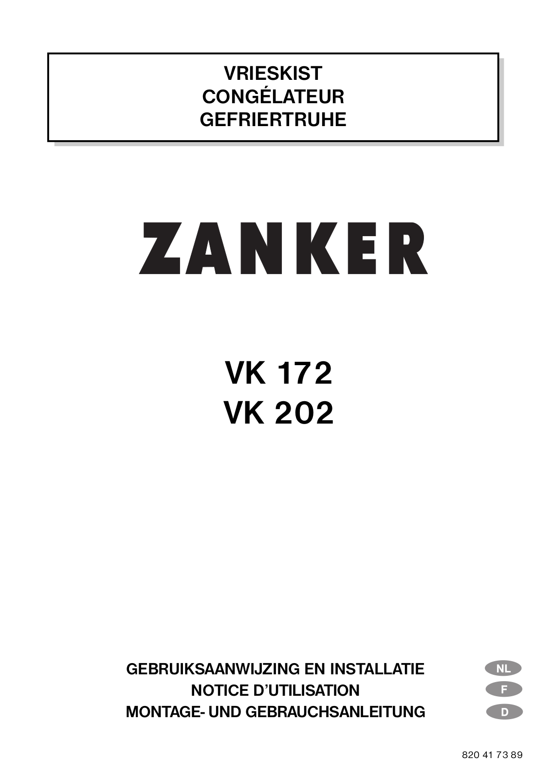 Zanker VK202, VK172 User Manual