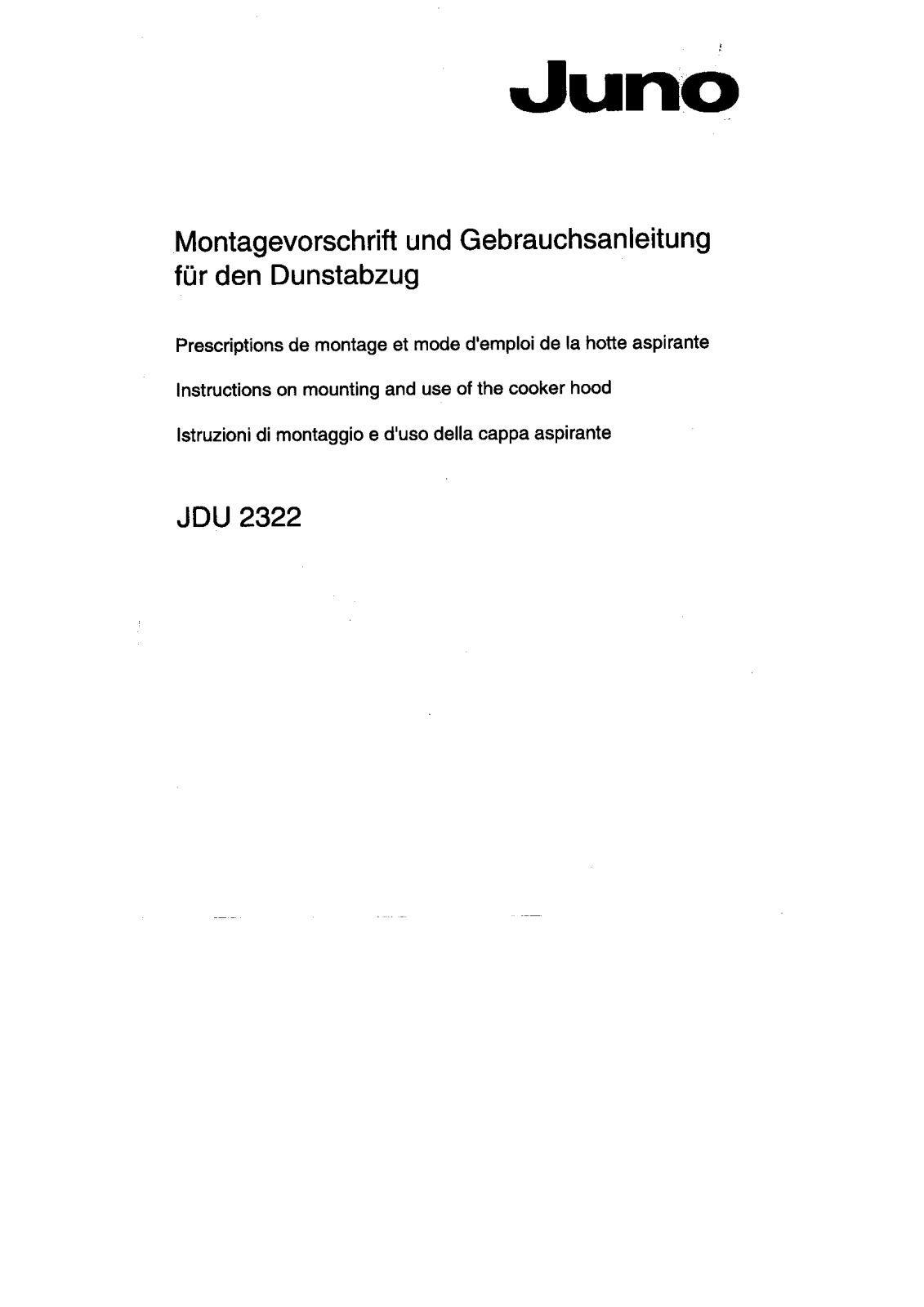 Juno JDU 2322 User Manual