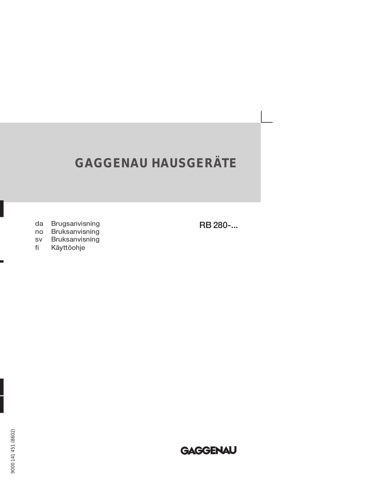 Gaggenau RB280201, RB280200, RB280300 User Manual