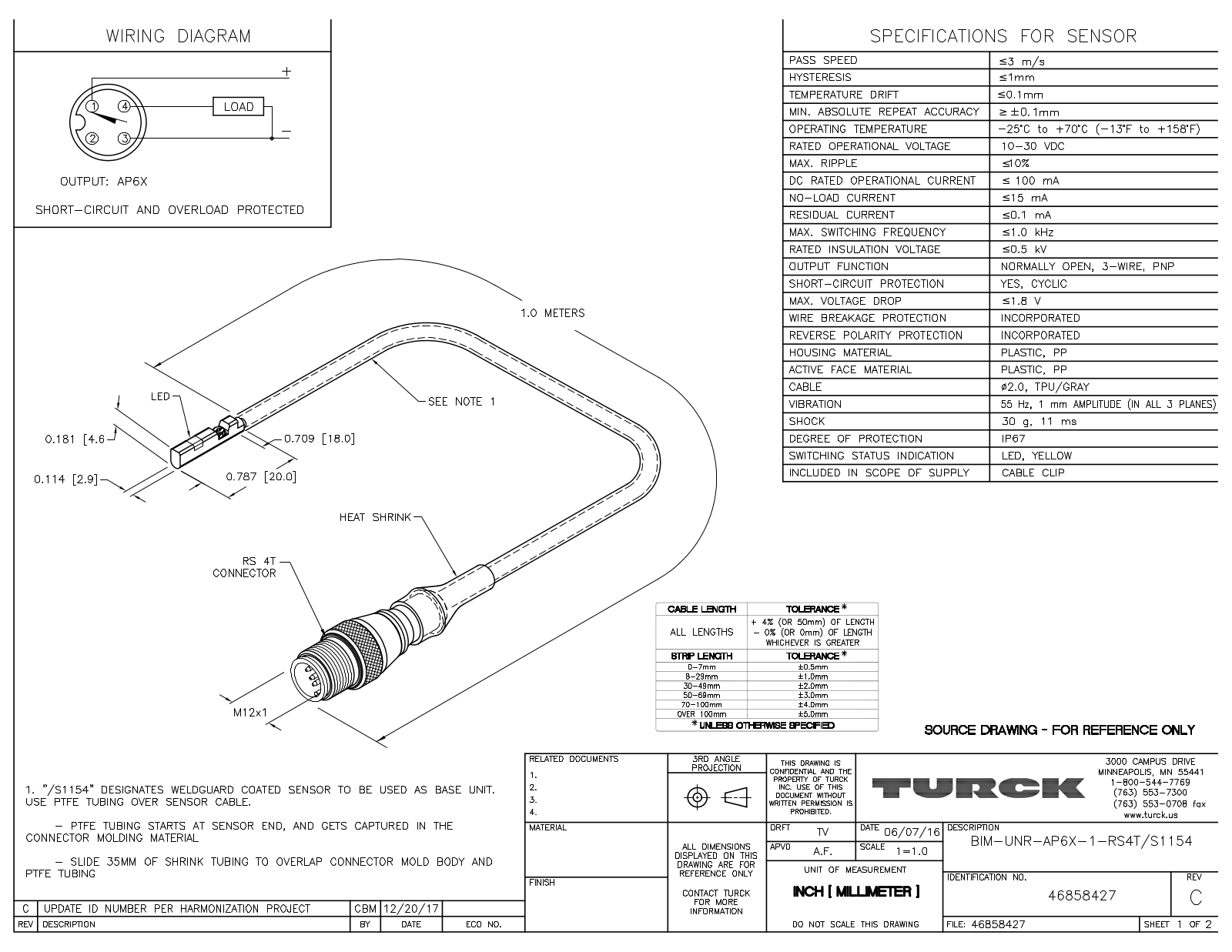 Turck BIM-UNR-AP6X-1-RS4T/S1154 Data Sheet