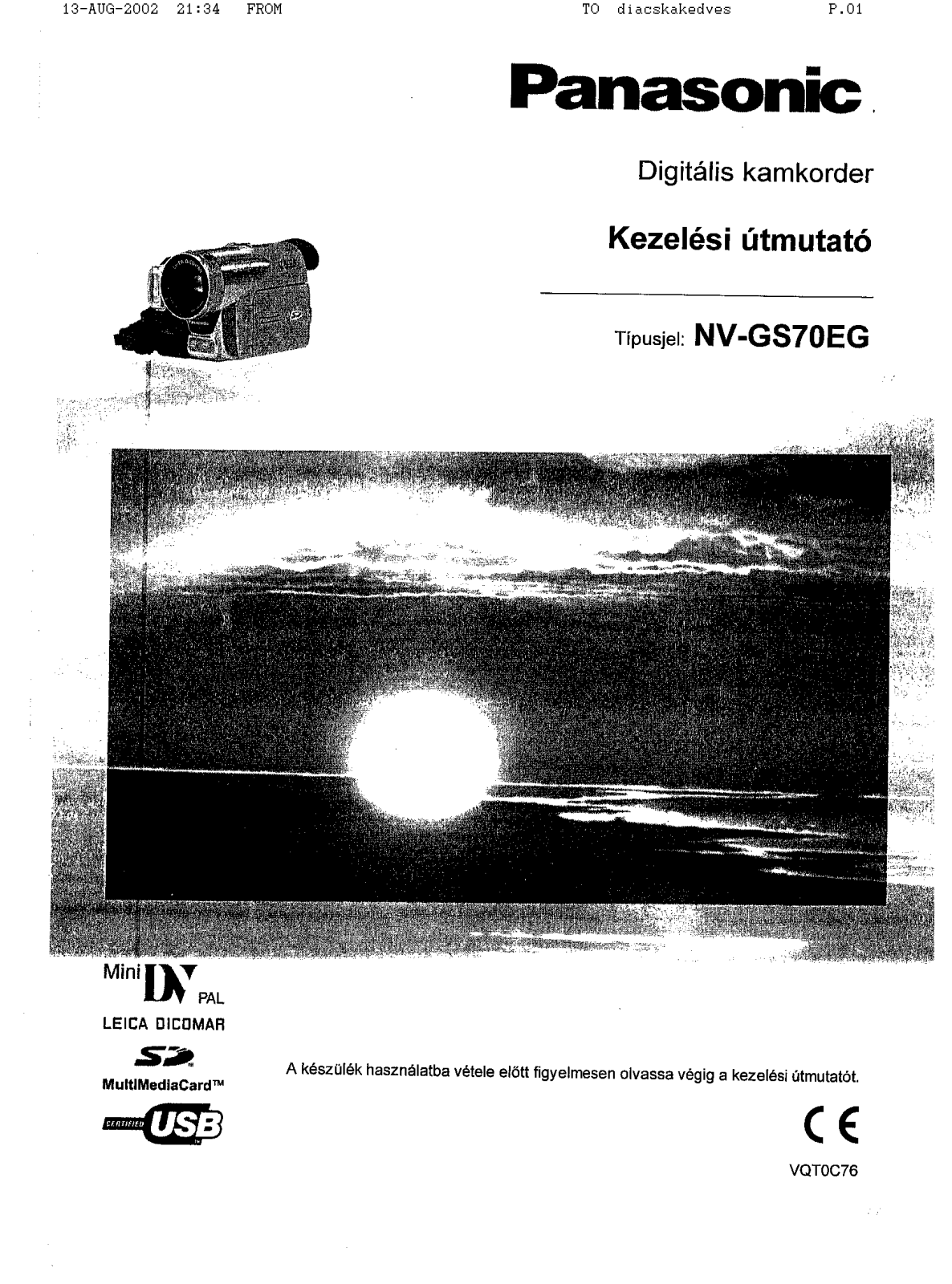 Panasonic NV-GS70EG User Manual