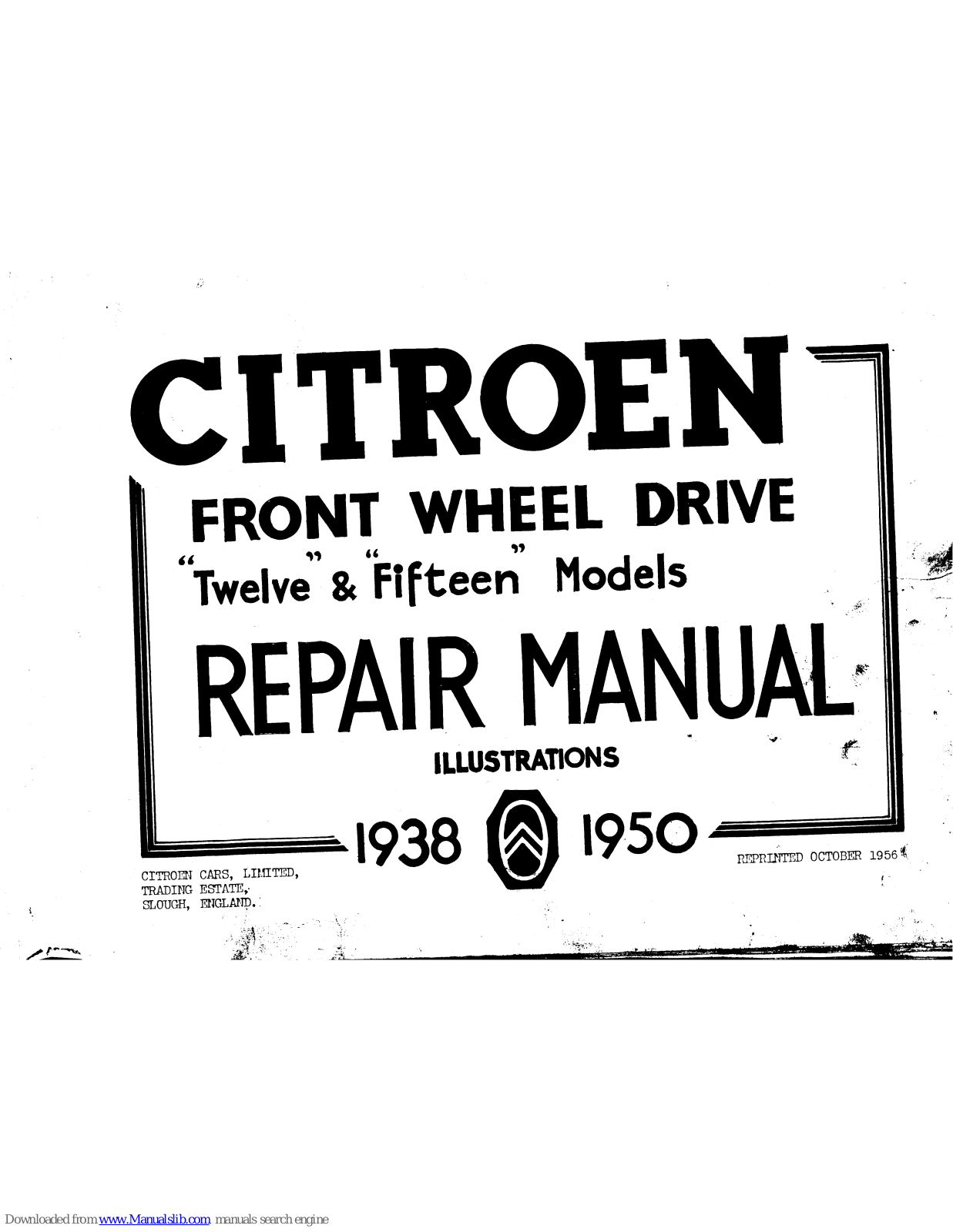 CITROEN 1938 Twelve, 1938 Fifteen Repair Manual