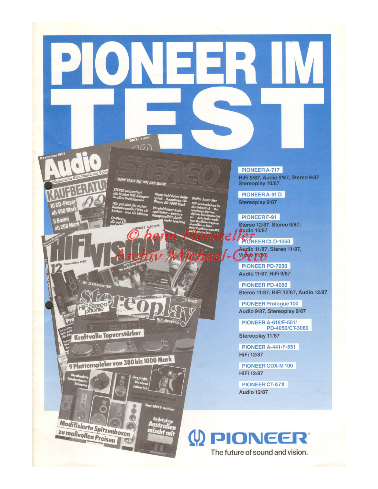 Pioneer 1987 Brochure