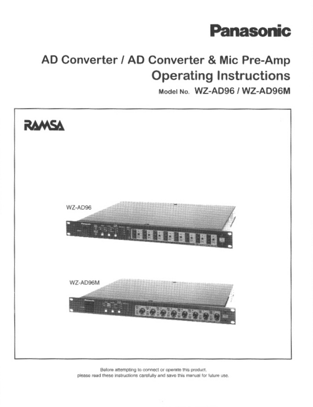 Panasonic WZ-AD96 User Manual