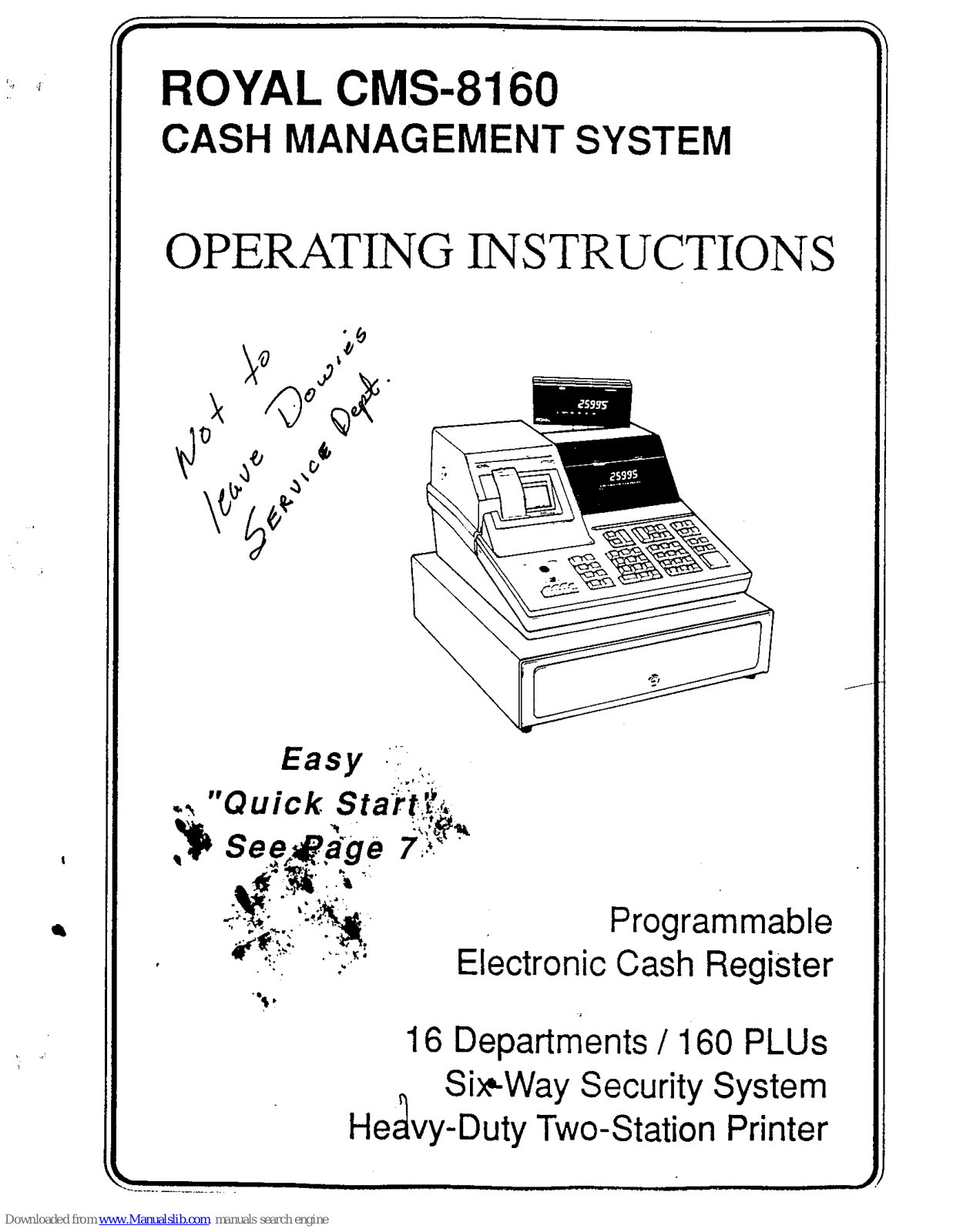 Royal CMS-8160 Operating Instructions Manual