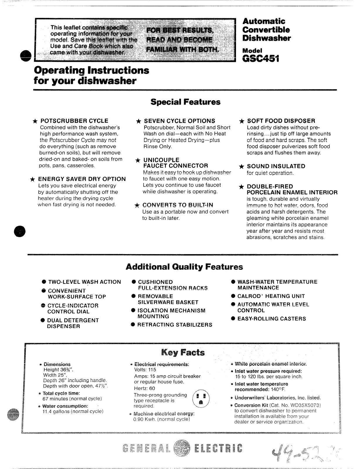 GE GSC451 Operating Instructions - ManualMachine.com
