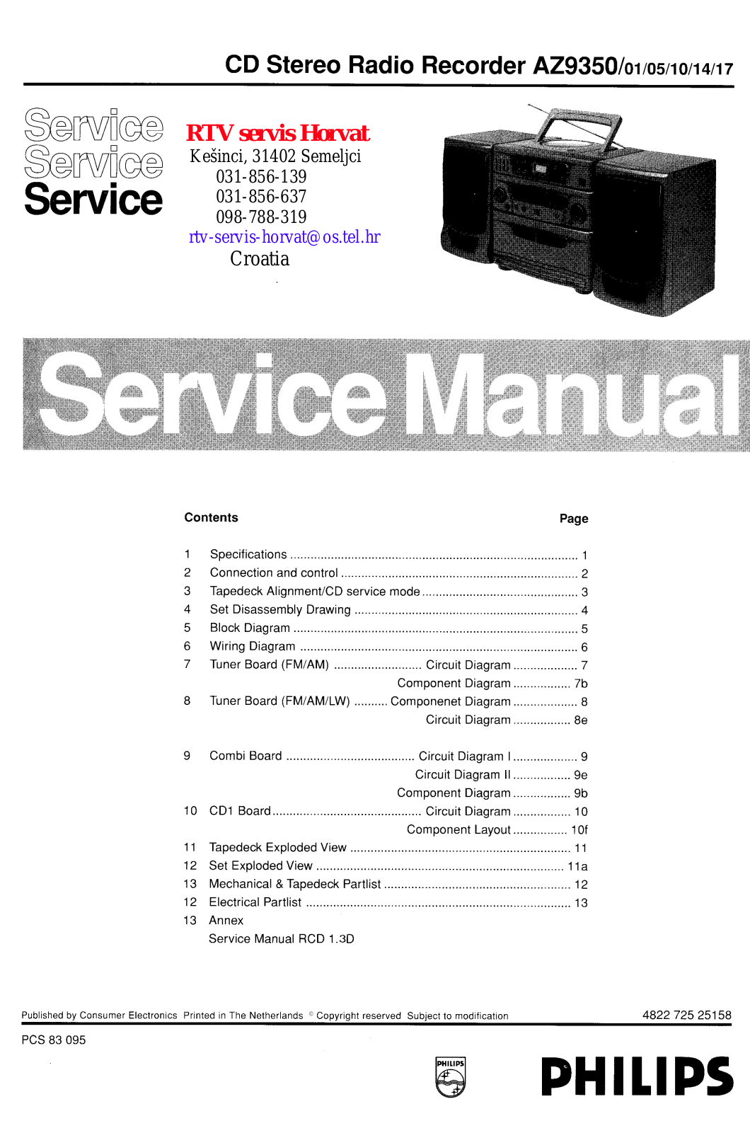 Philips AZ-9350 Service manual