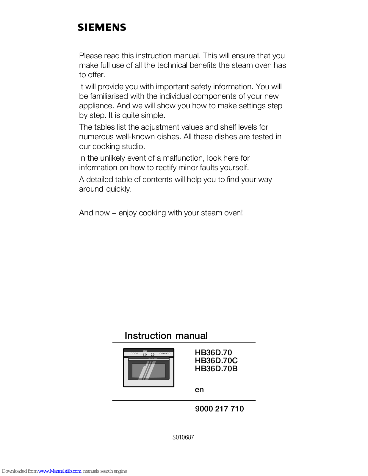 Siemens HB36D.70B,HB36D.70C,HB36D.70 Instruction Manual