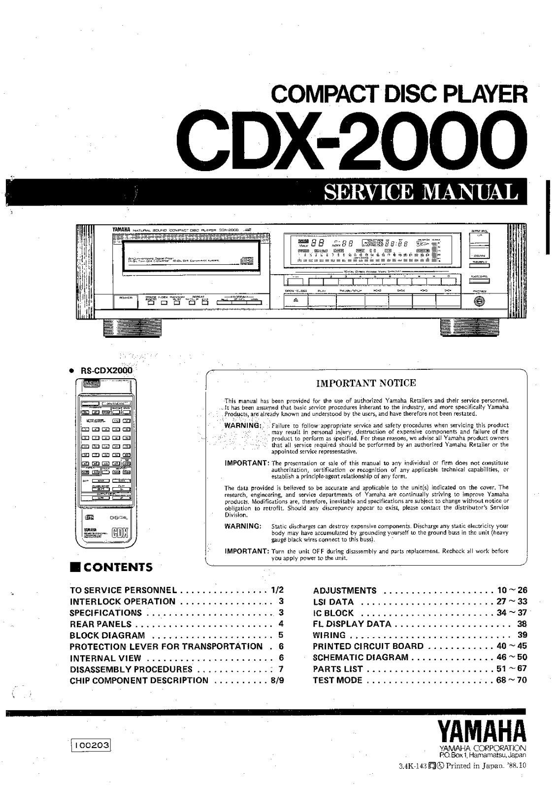 Yamaha CDX-2000 Service Manual