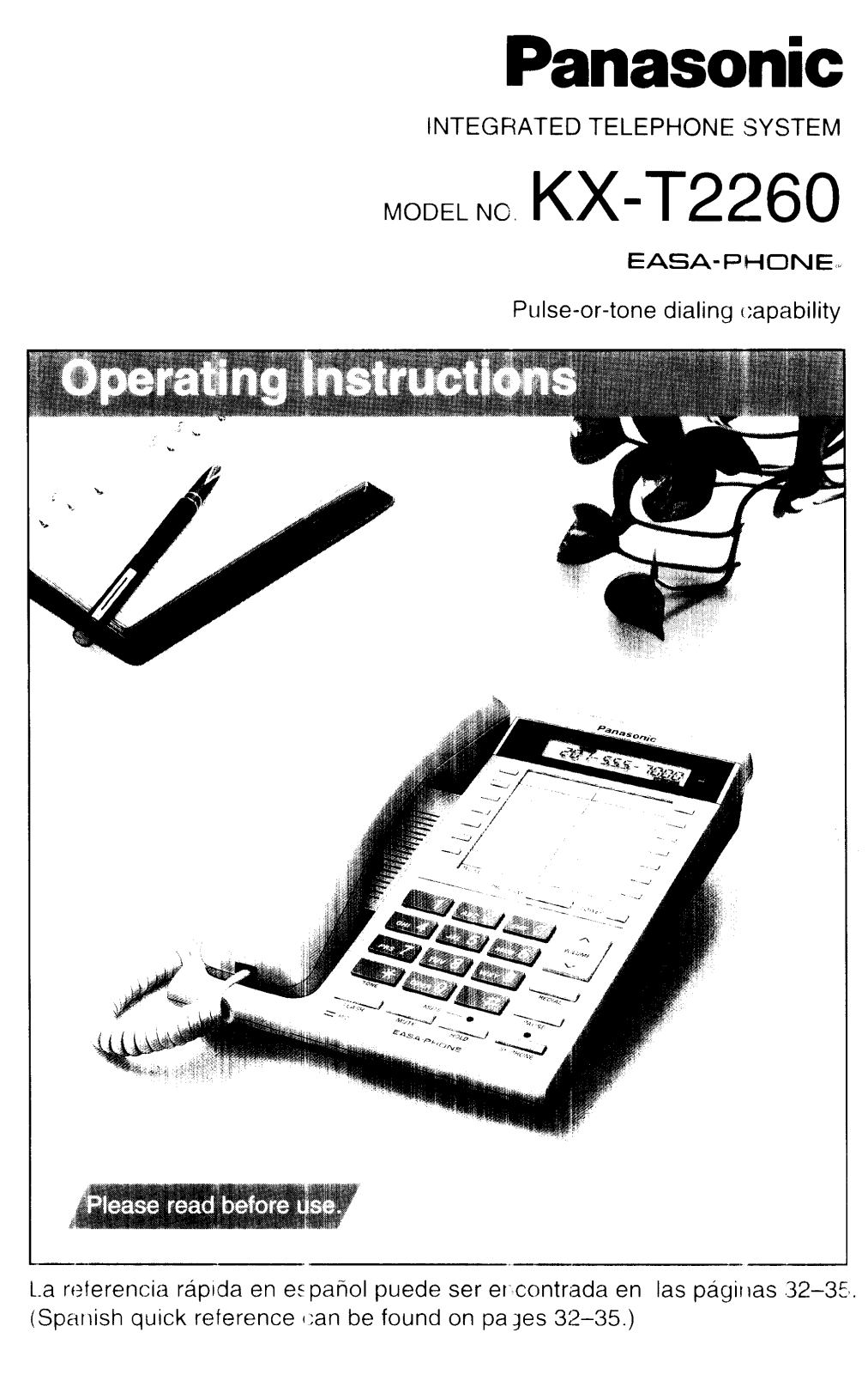 Panasonic kx-t2260 Operation Manual