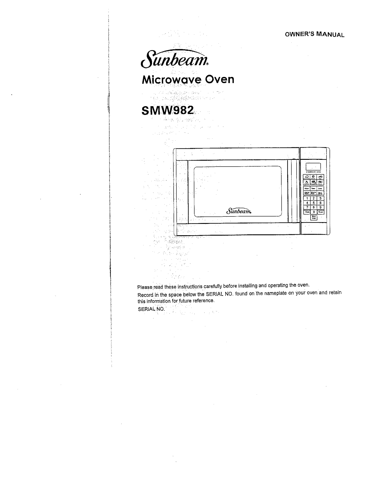 Sunbeam SMW982 Owner's Manual