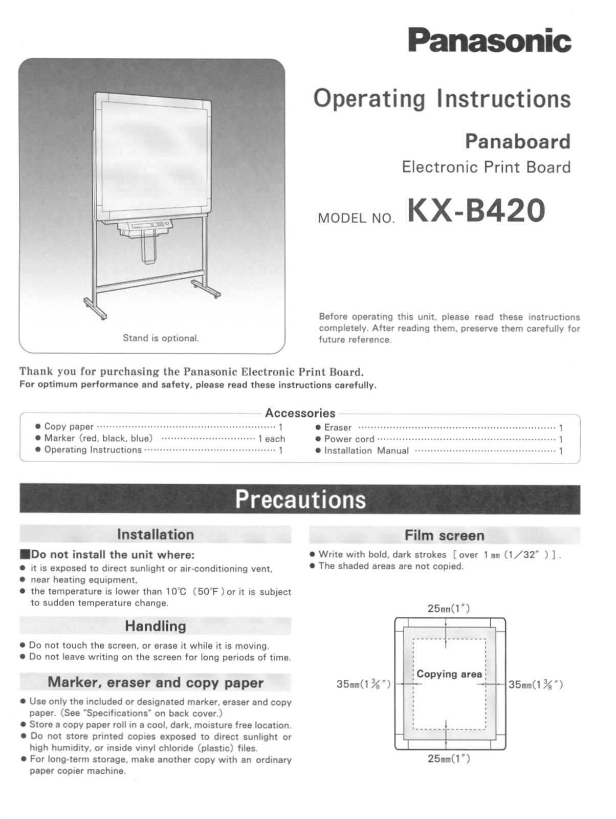 Panasonic KX-B420 User Manual