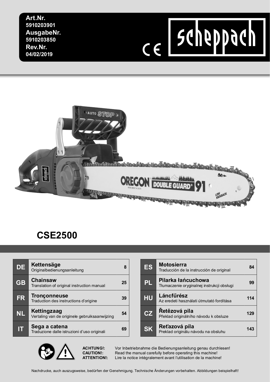 Scheppach CSE2500 operation manual