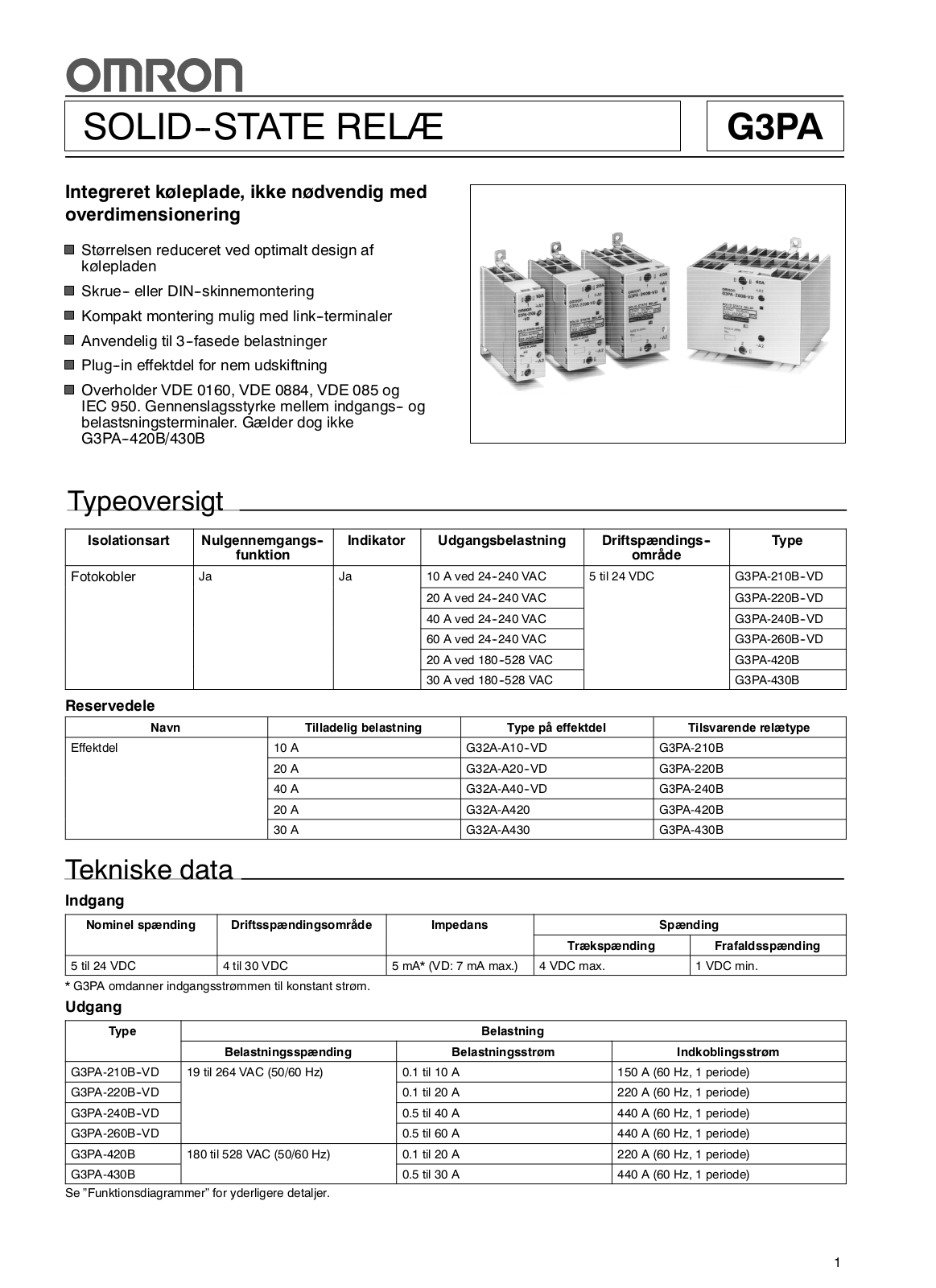 Omron G3PA DATASHEET