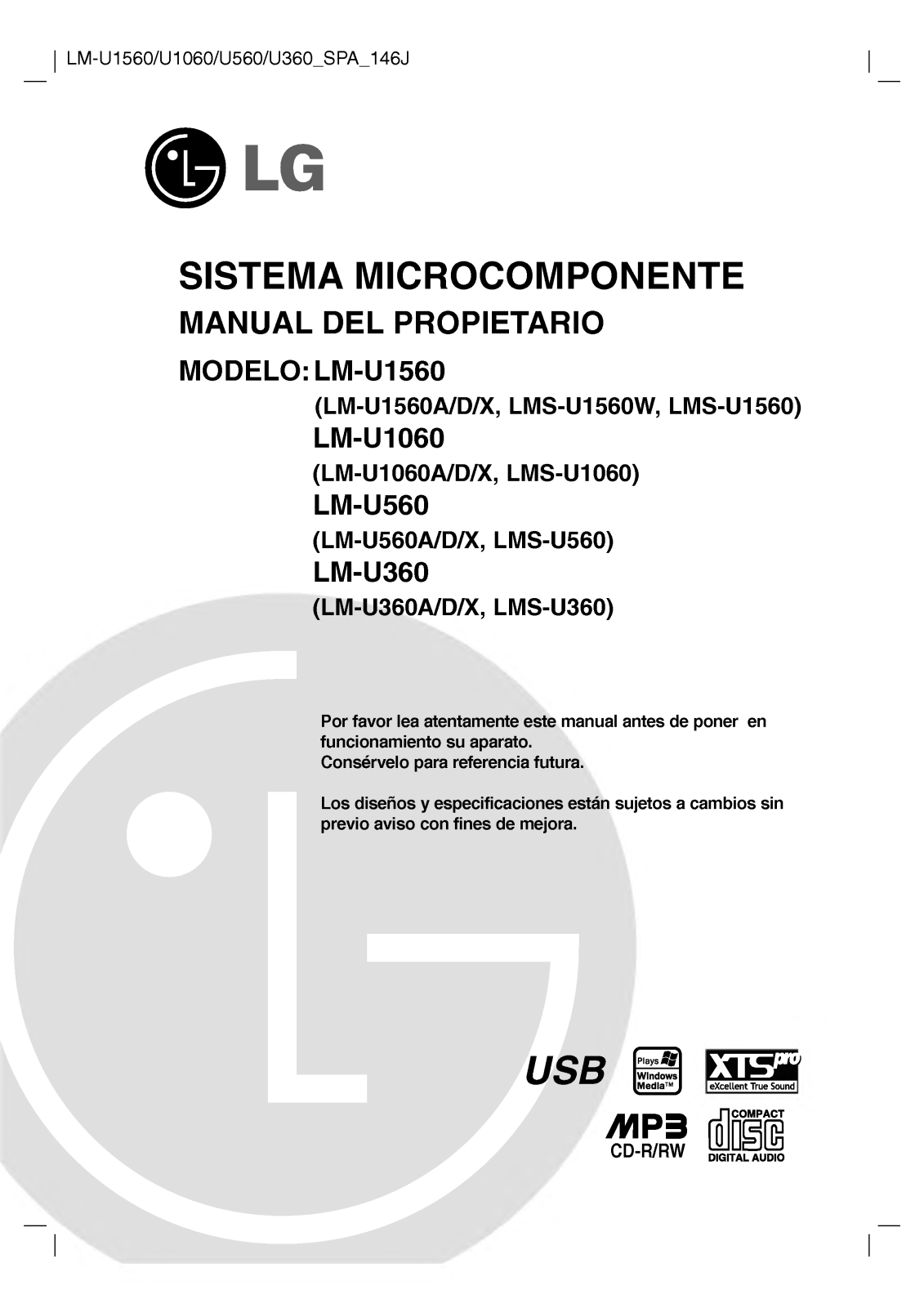 Lg LM-U1060, LM-U360, LM-U560, LM-U1560 user Manual