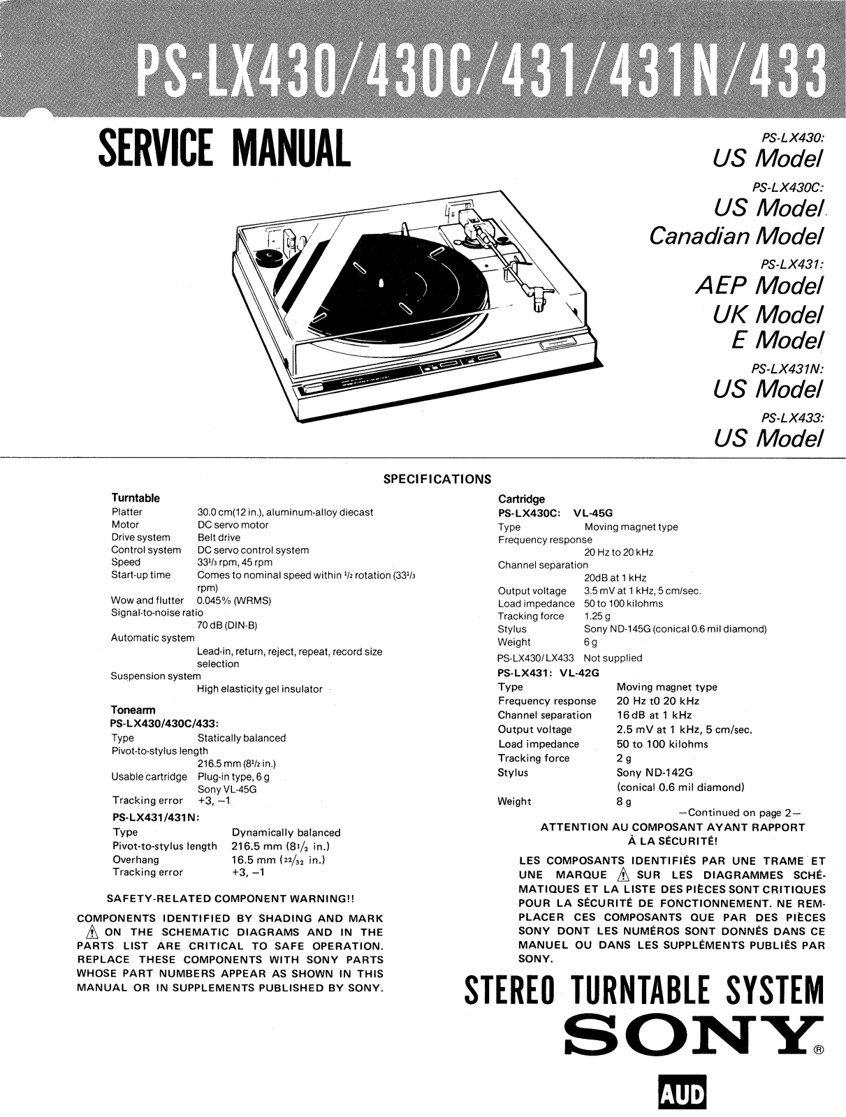 Sony PSLX-430 Service manual