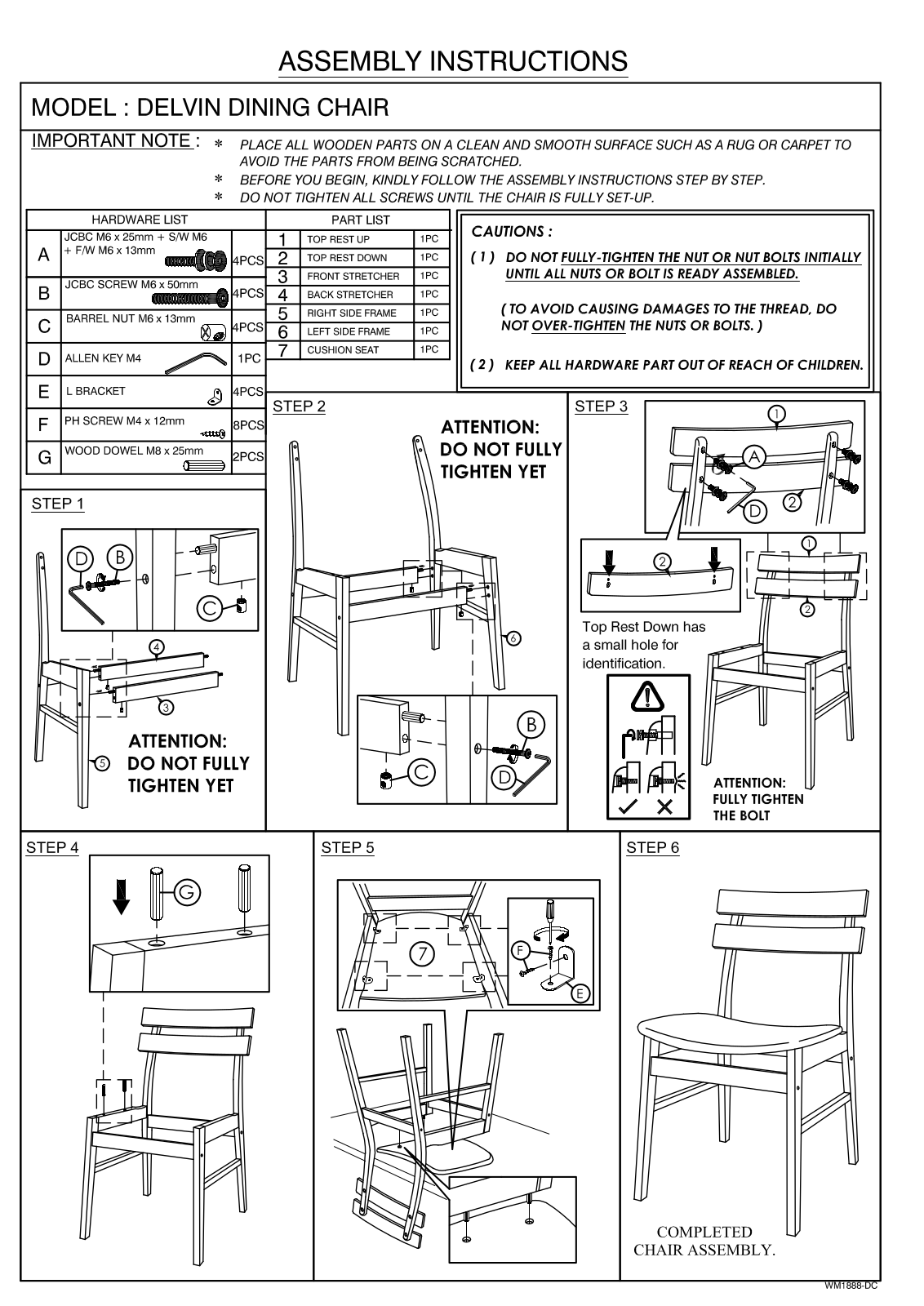 Wholesale Interiors DELVINSMOKEWALNUTDC, DELVINLATTEWALNUTDC User Manual