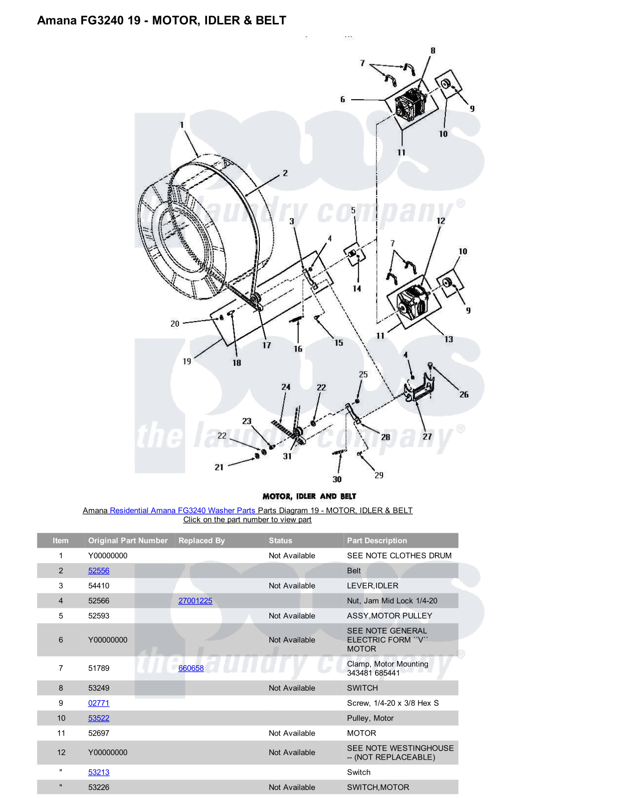 Amana FG3240 Parts Diagram