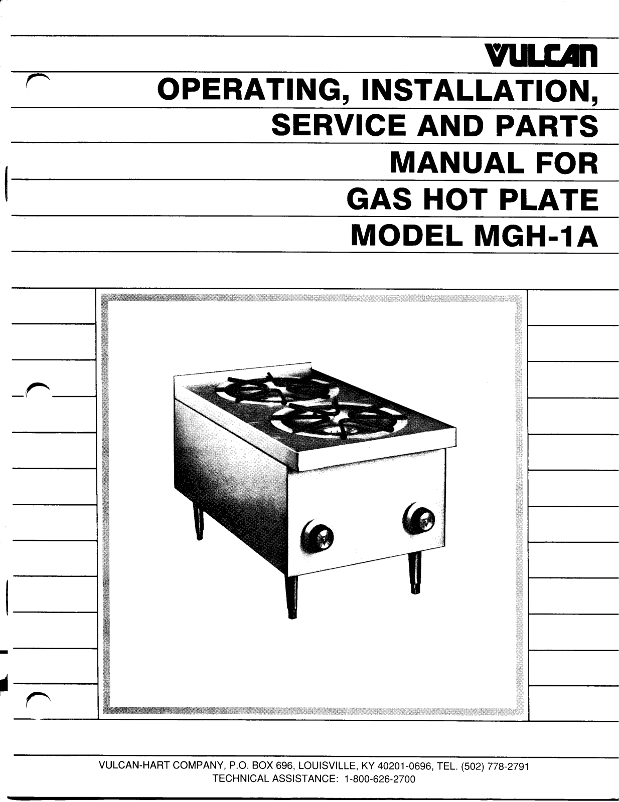 Vulcan MGH-1A Parts List