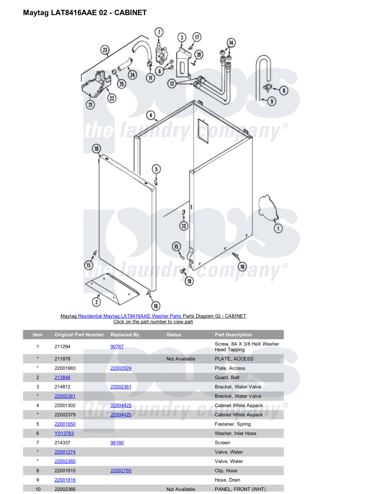 Maytag LAT8416AAE Parts Diagram