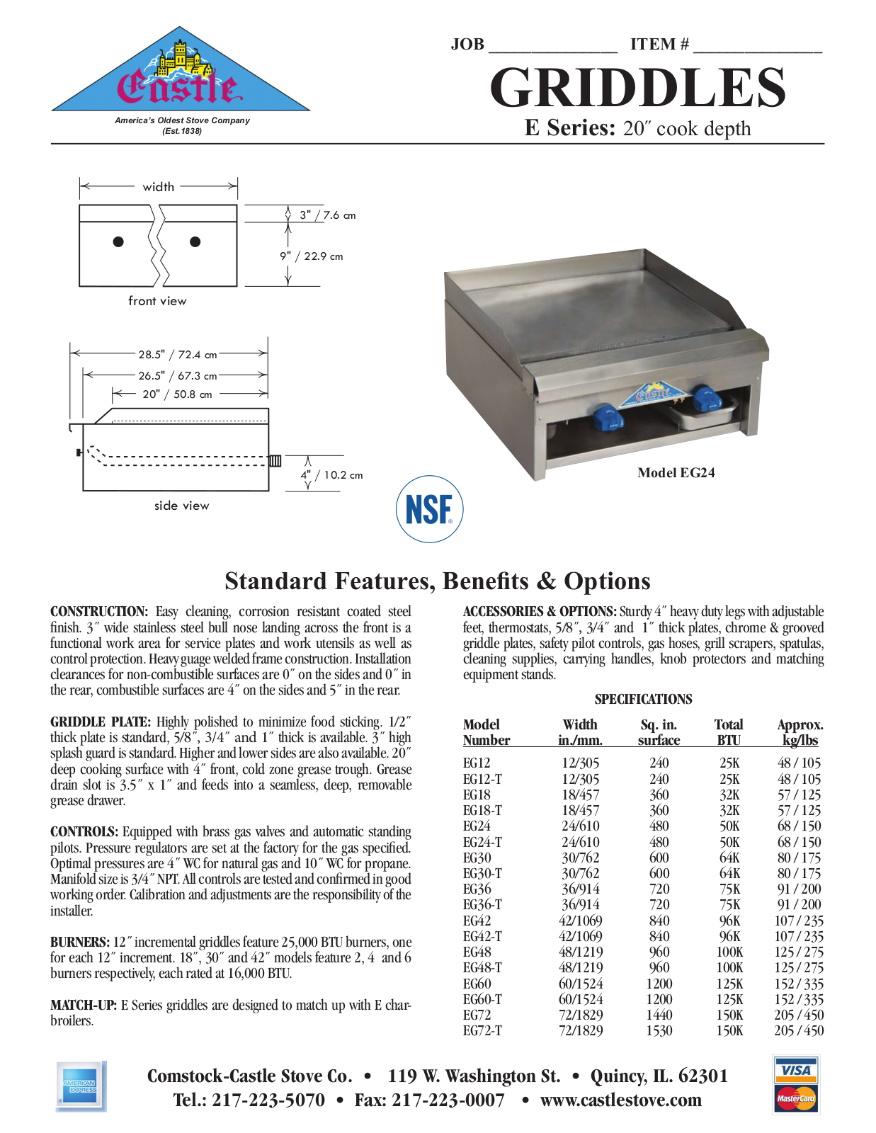 Comstock Castle EG12-T User Manual