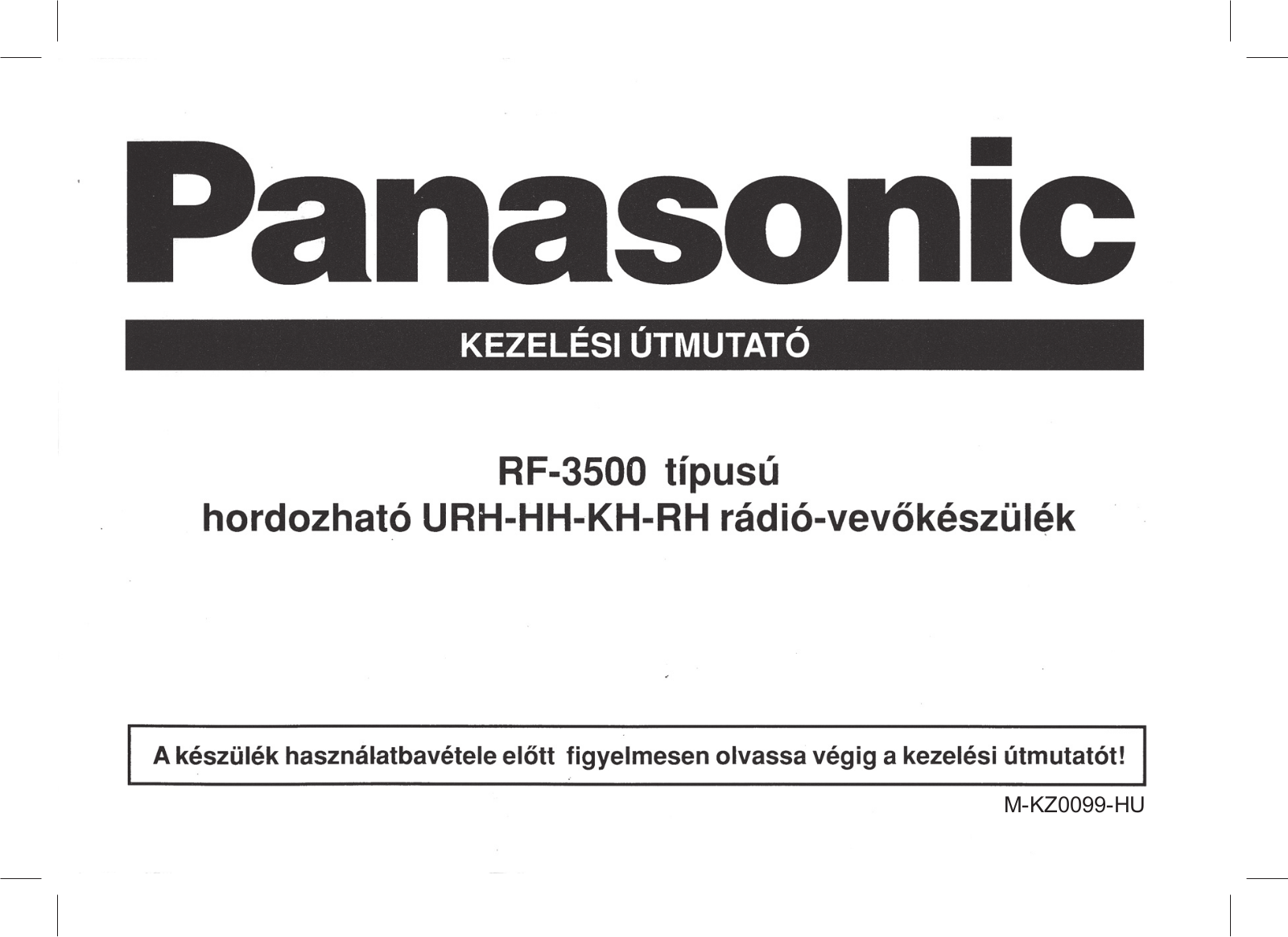 Panasonic RF3500E User Manual