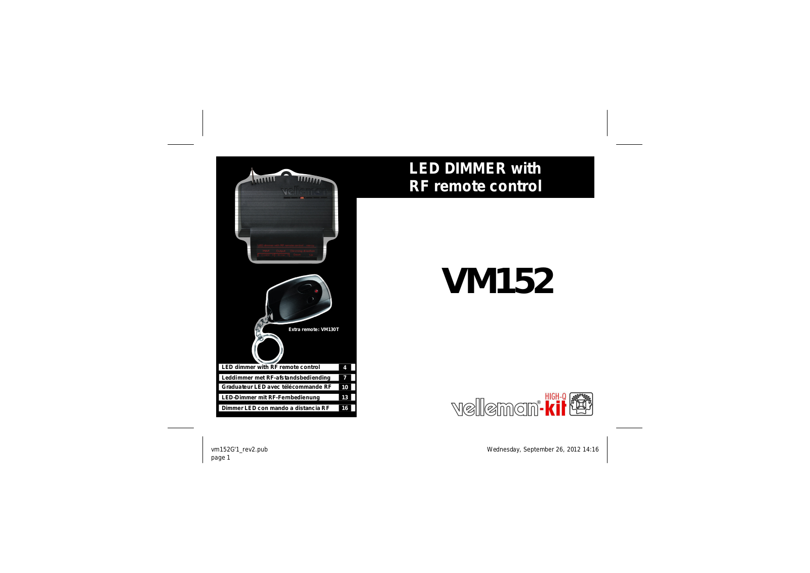 Velleman VM152 User Manual