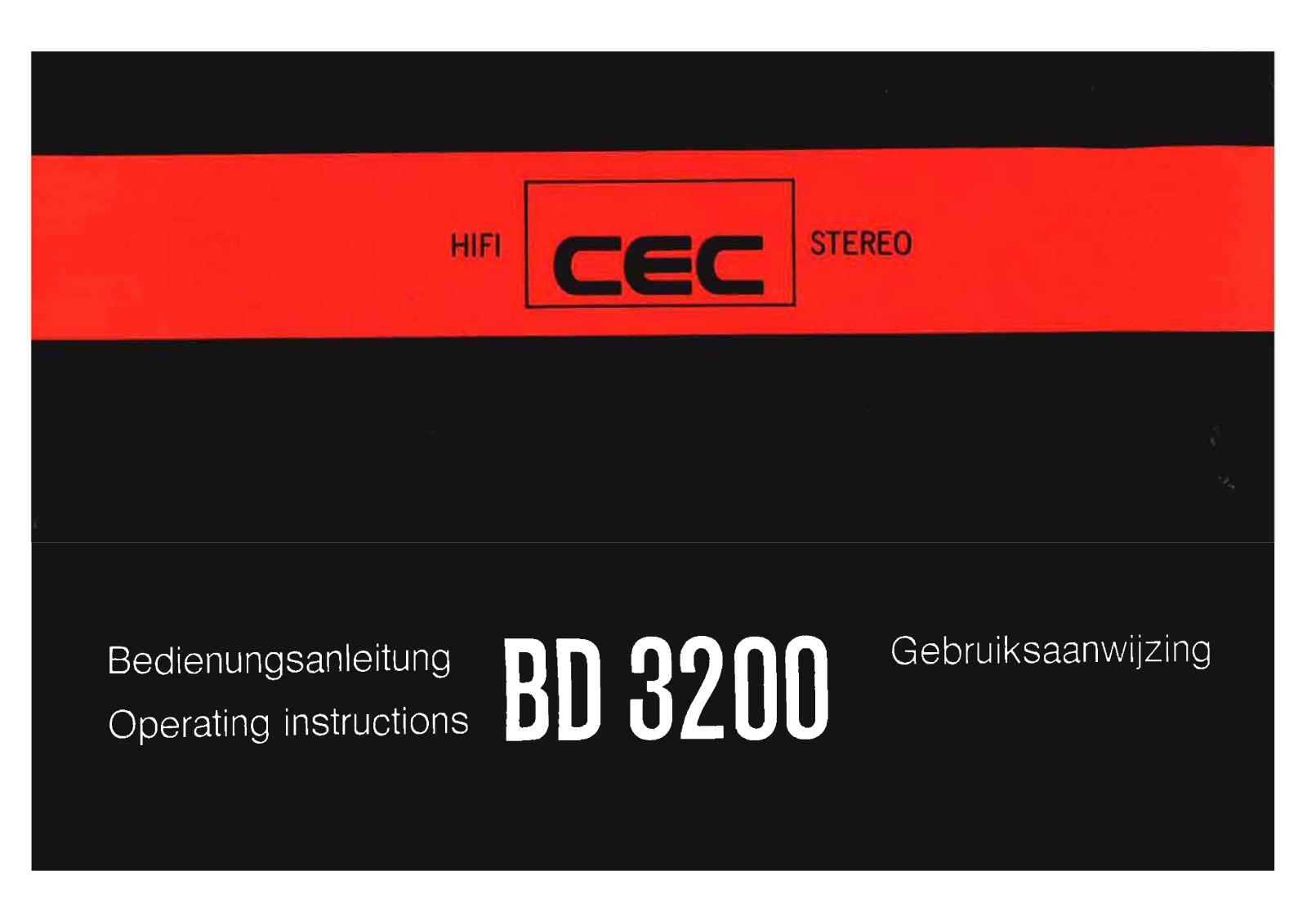 Cec BD-3200 Owners Manual