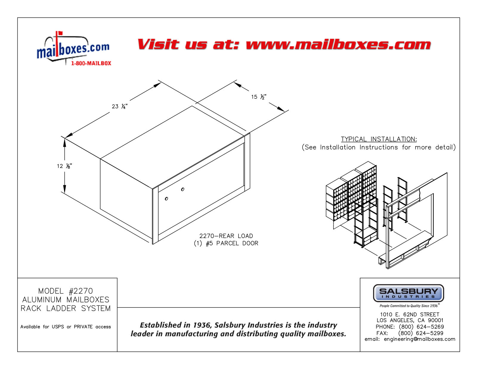 Salsbury Industries 2270P, 2270U User Manual