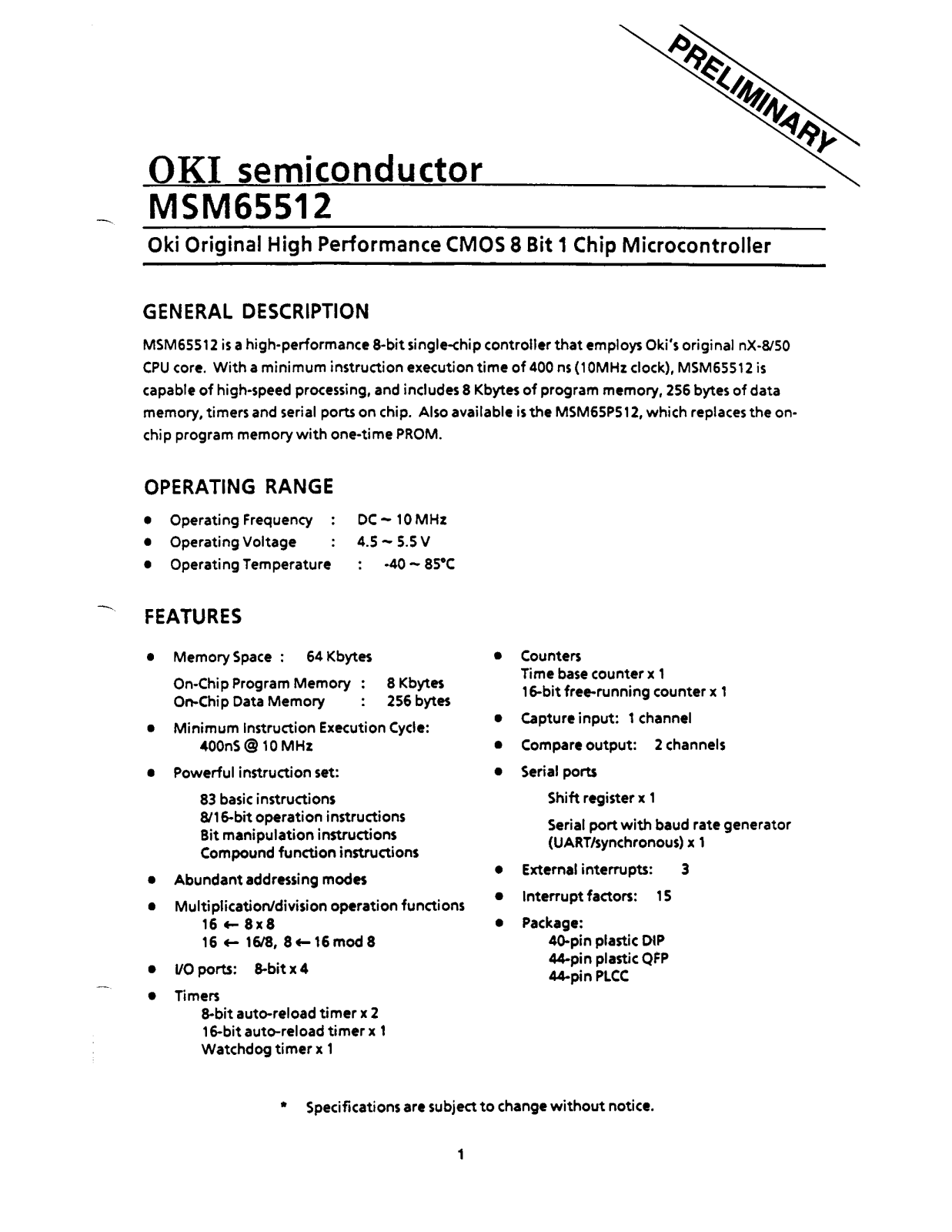 OKI MSM65512 Datasheet