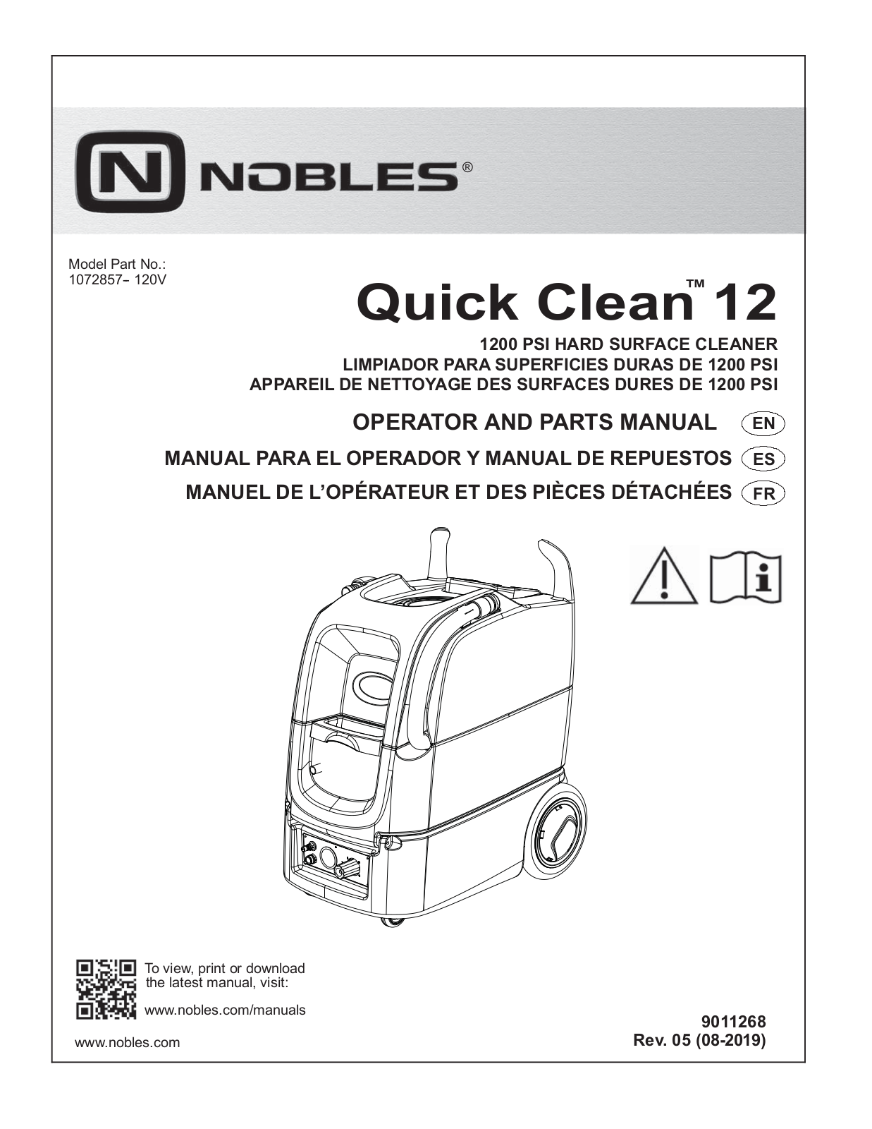 Nobles Quick Clean 12 1072857, Quick Clean 12 Maintenance Manual - ManualMachine.com