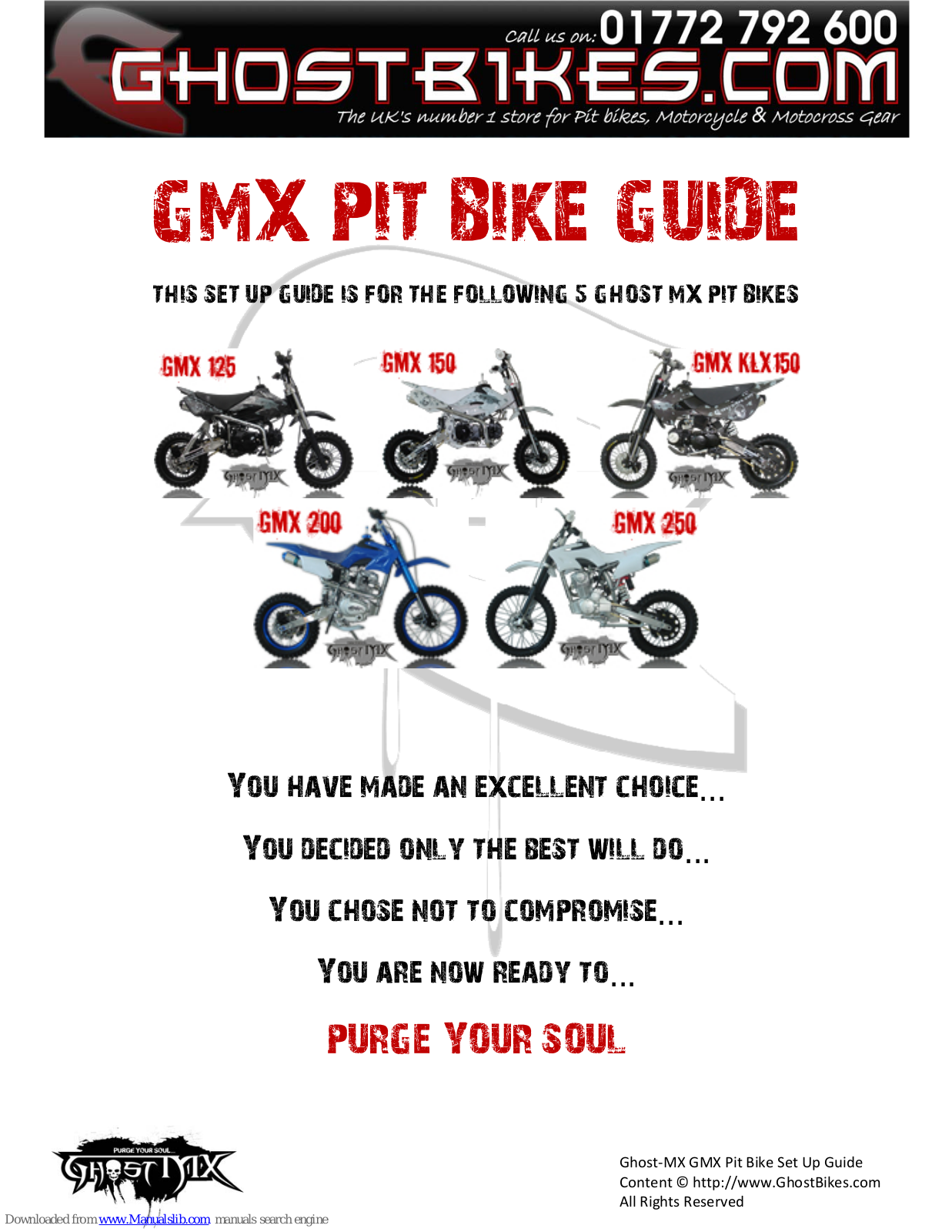 GhostBikes GMX 125, GMX 150, GMX 200, GMX KLX 150, GMX 250 User Manual - ManualMachine.com