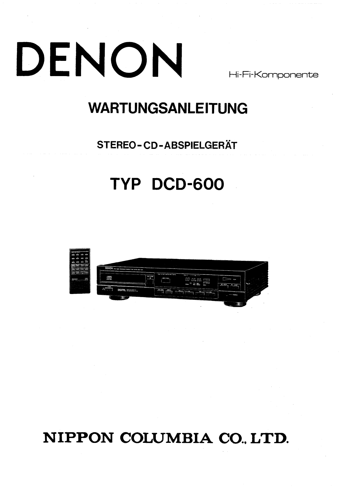 Denon DCD-600 DE Service Manual