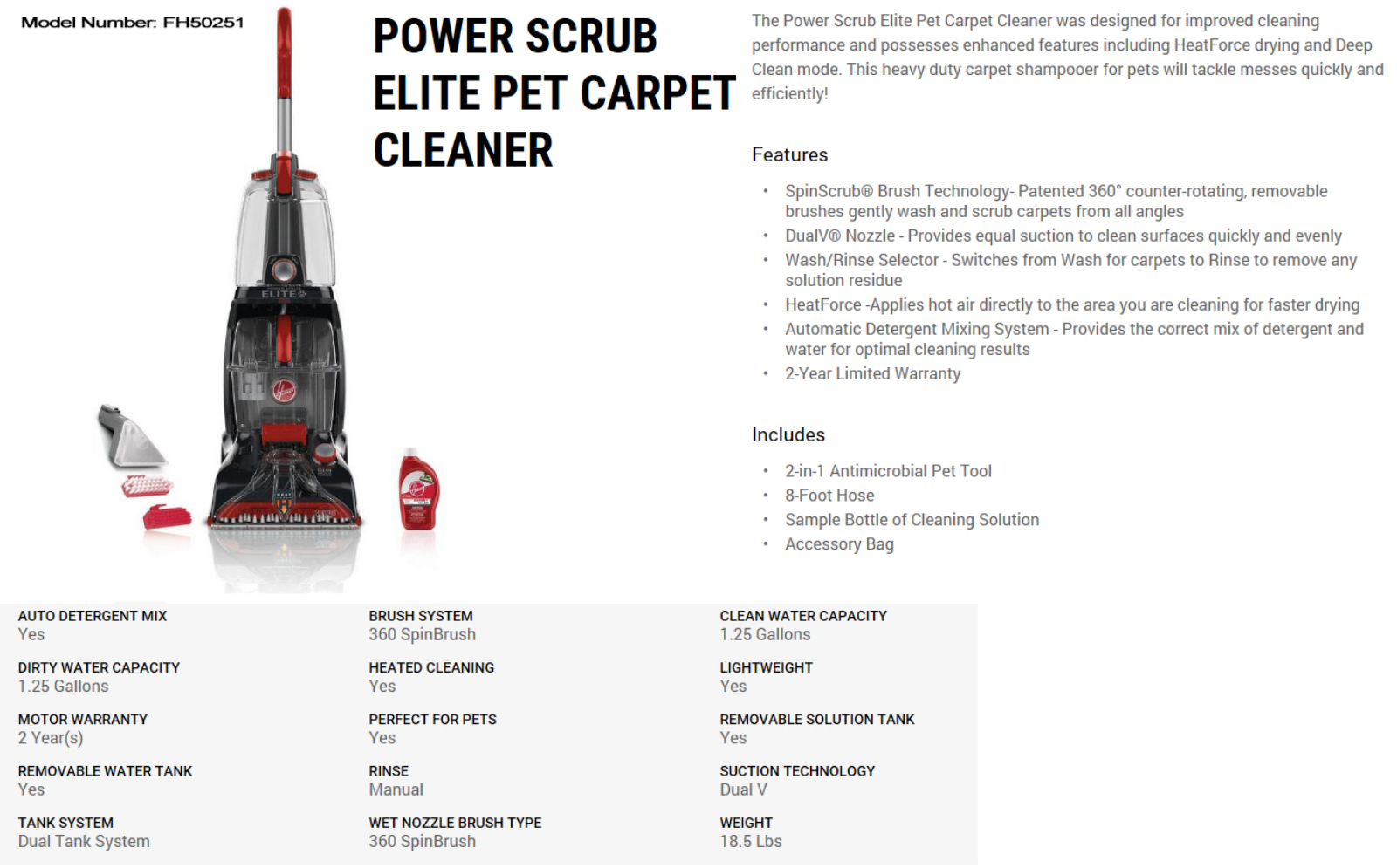 Hoover YMV10006 Specifications - ManualMachine.com
