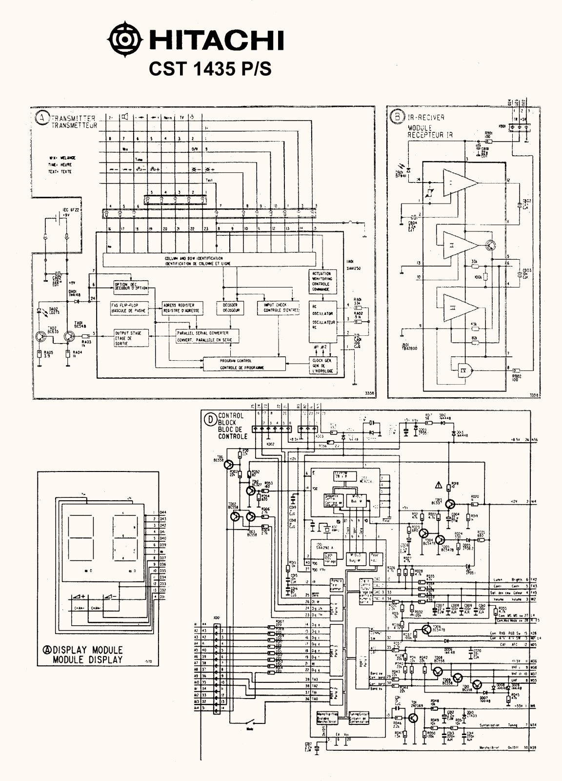 Hitachi TV  CST-1435 P/S Schematic