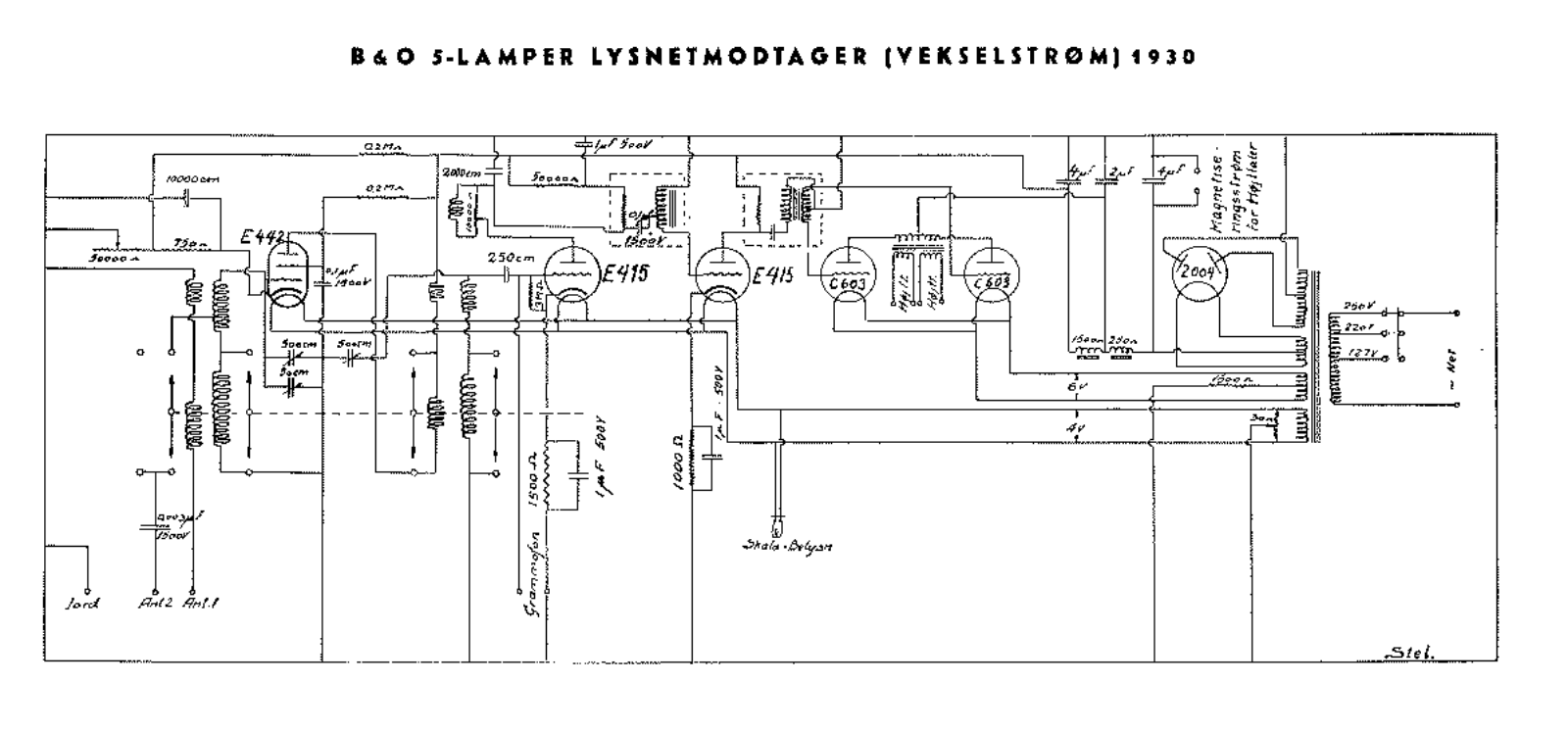 Bang & Olufsen 5-Lamper 1930 Schematic