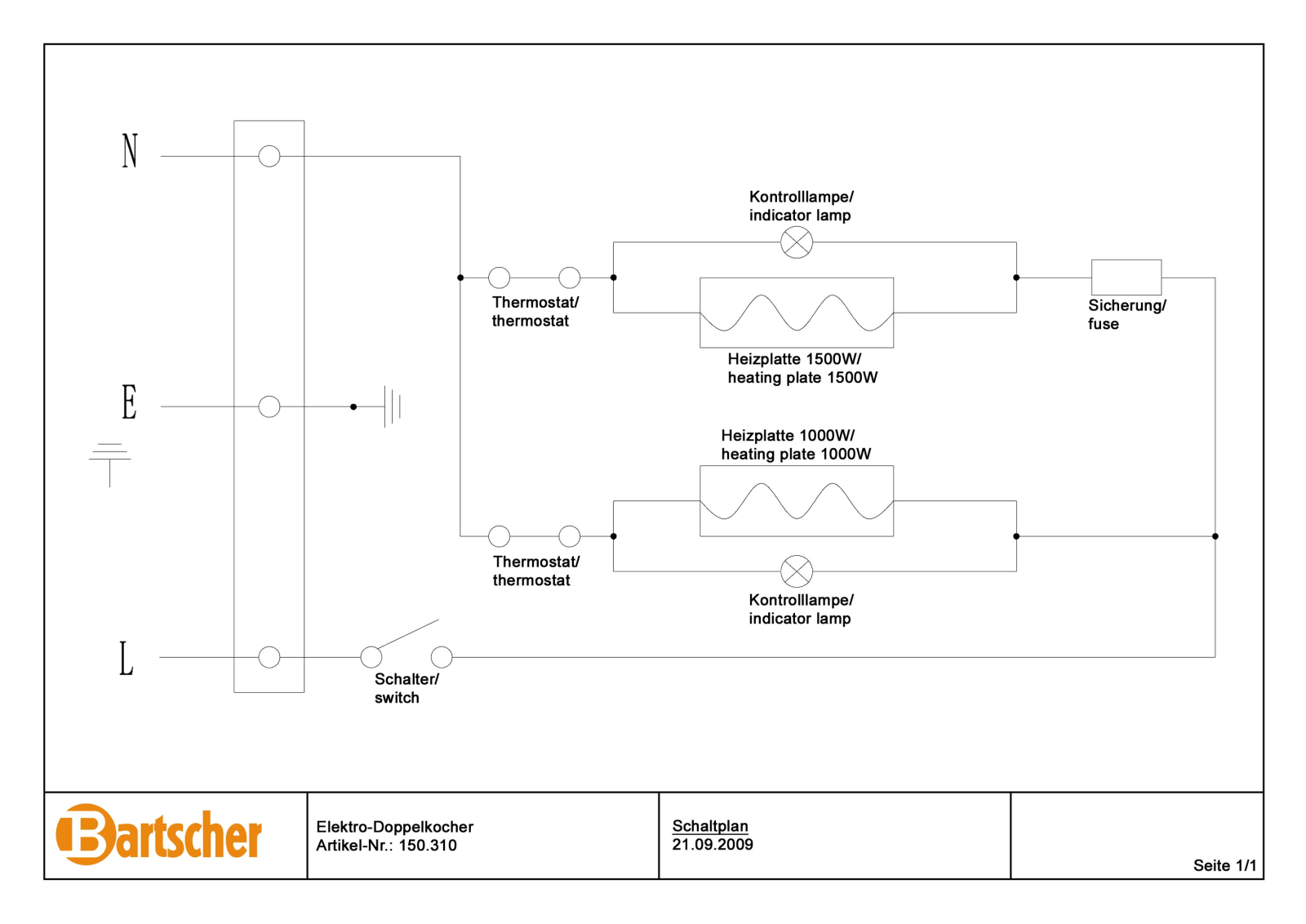 BARTSCHER 150310 User Manual