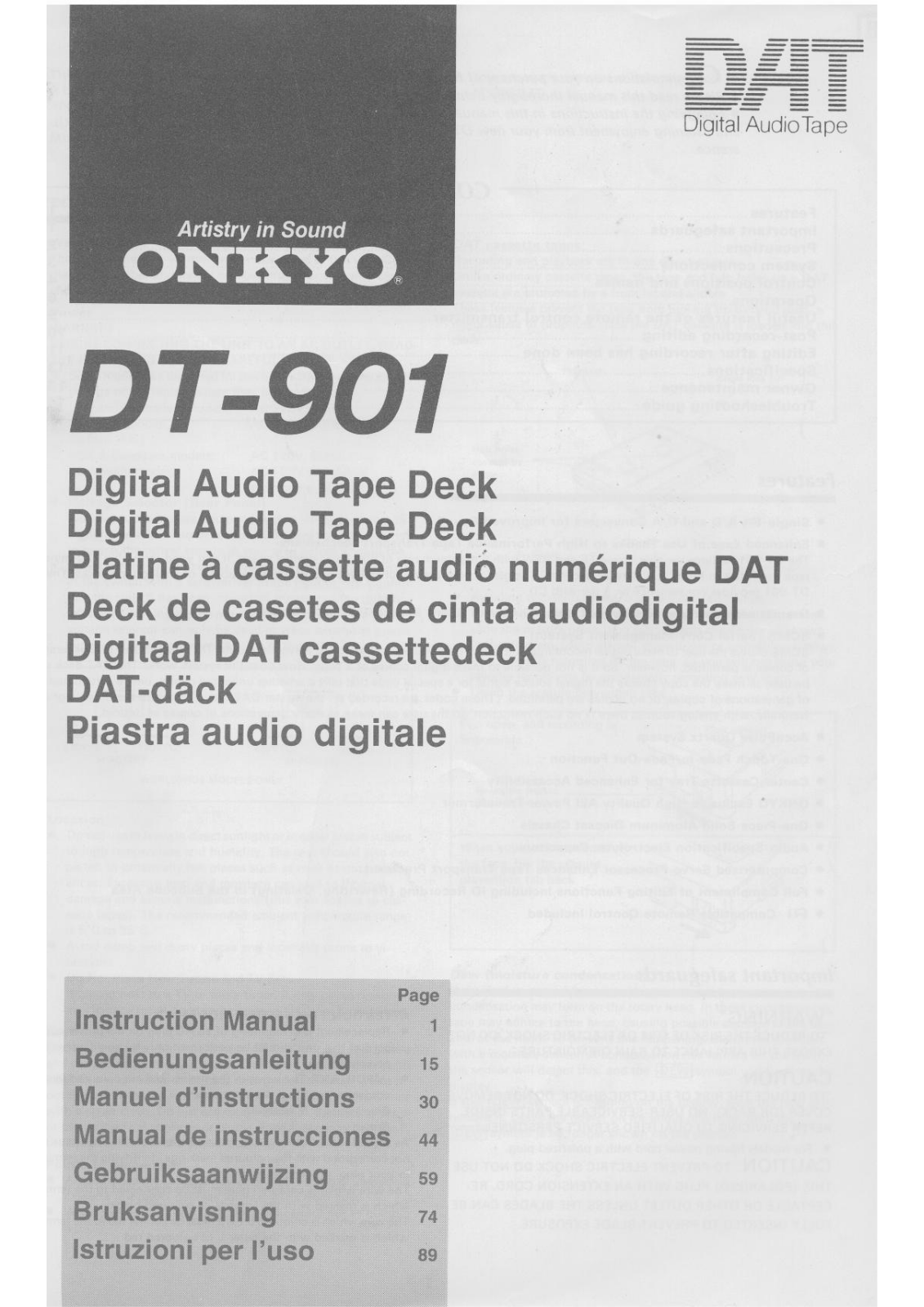 Onkyo DT-901 Owners manual