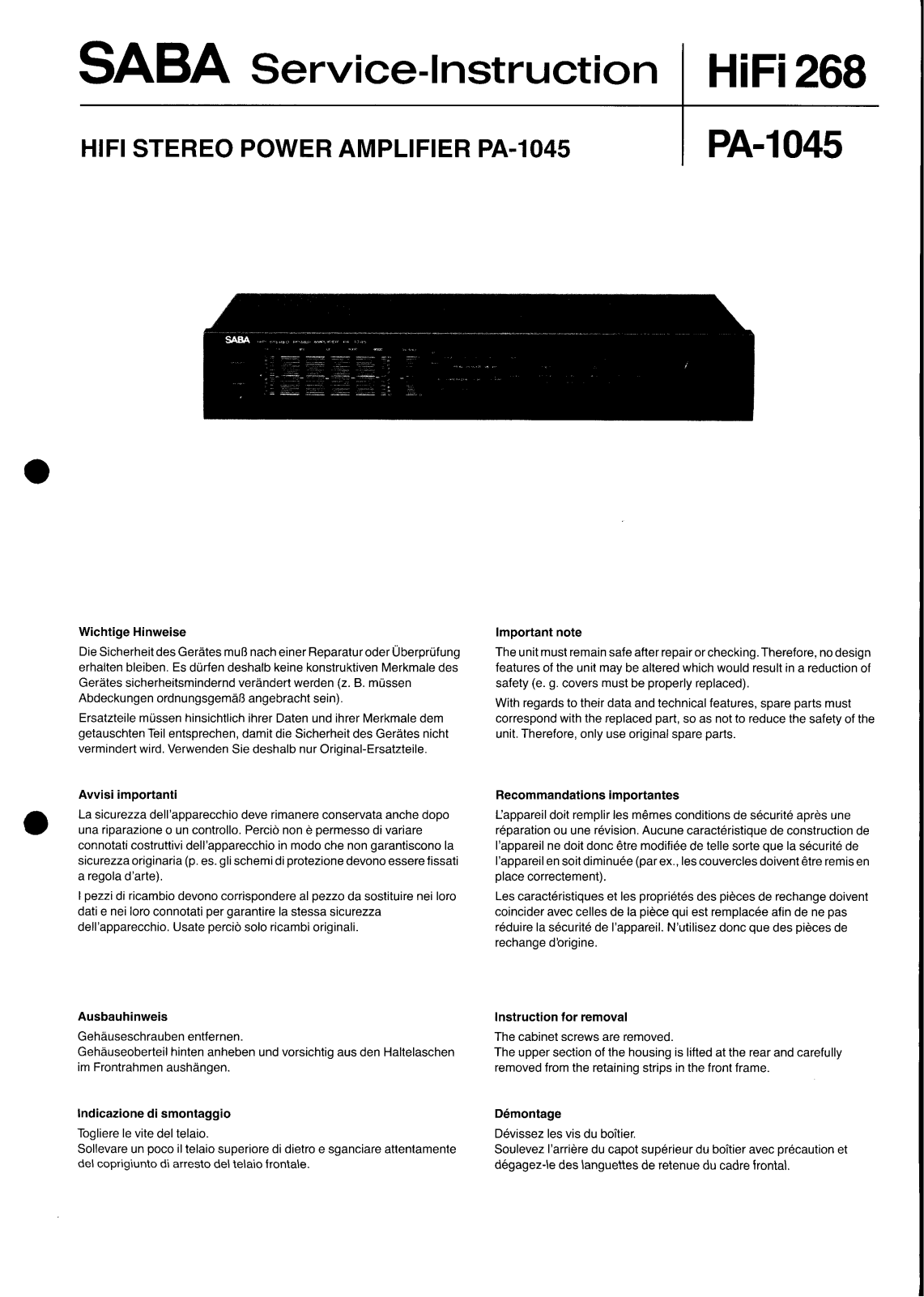 Saba PA-1045 Service manual