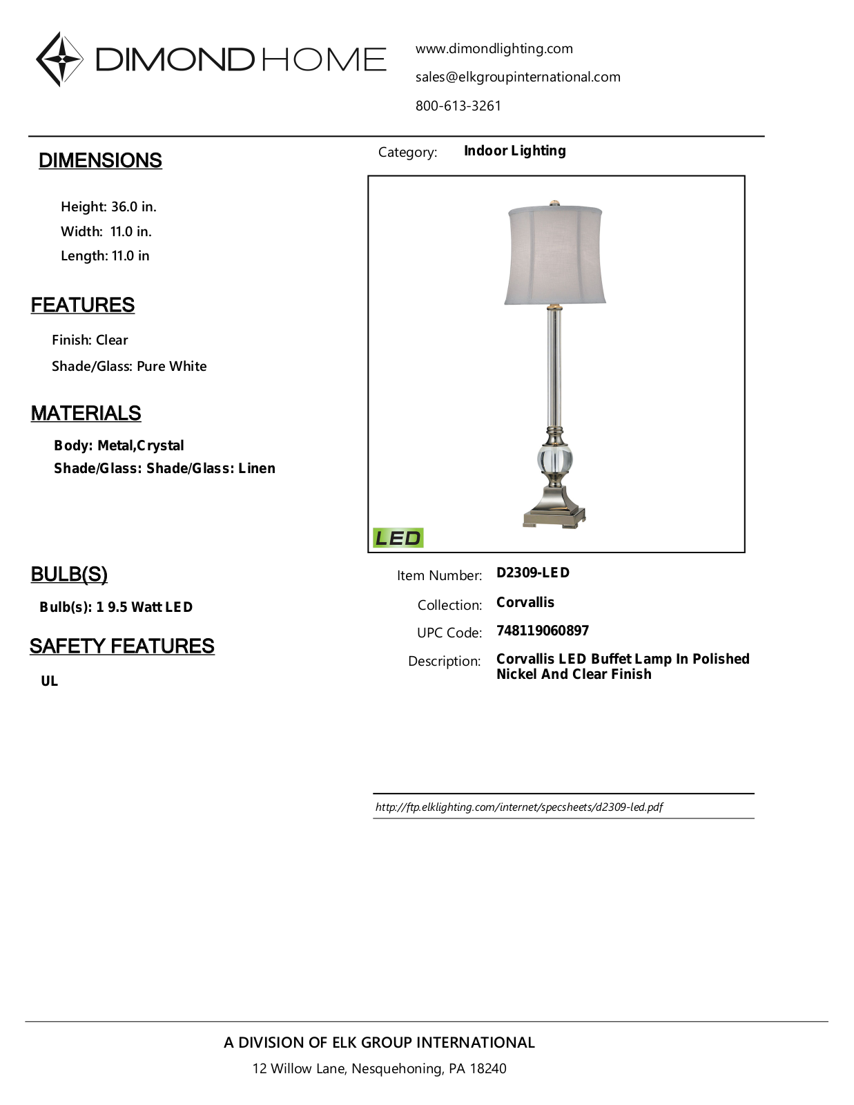 ELK Home D2309LED User Manual