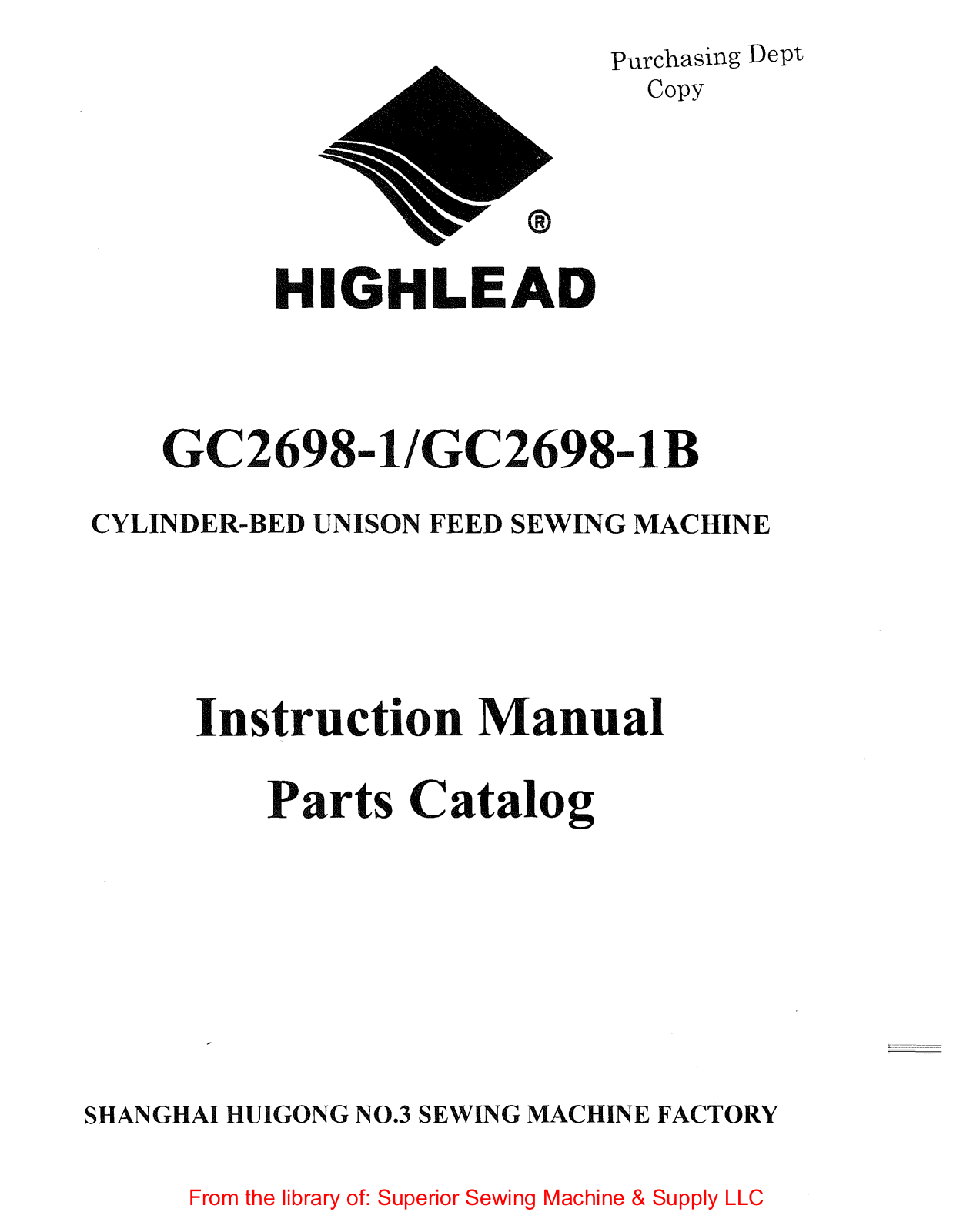 Highlead GC2698-1, GC24698-1B User Manual - ManualMachine.com