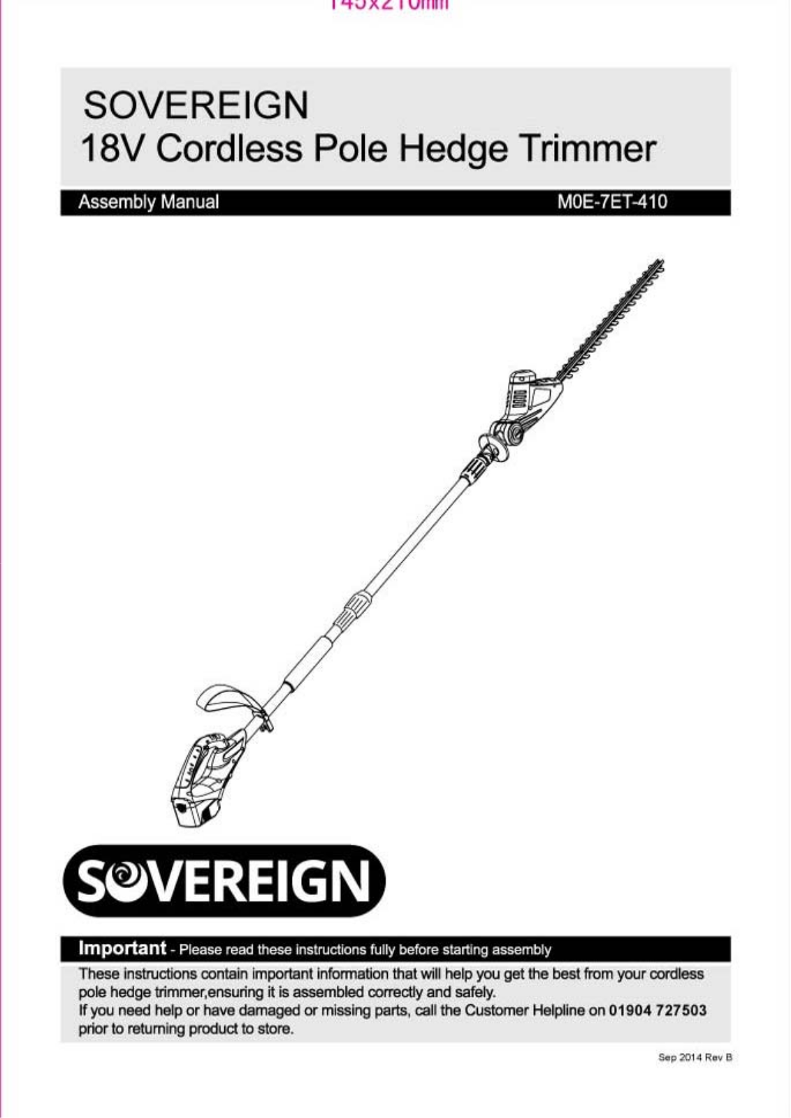 Sovereign MOE-7ET-410 Instruction manual