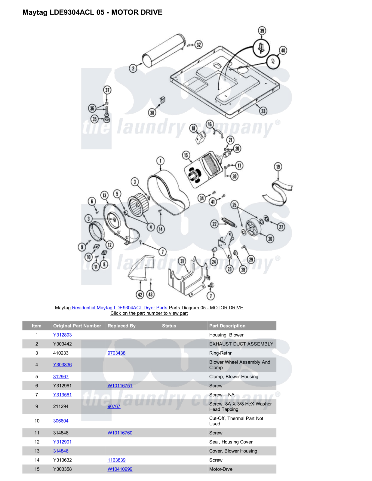 Maytag LDE9304ACL Parts Diagram