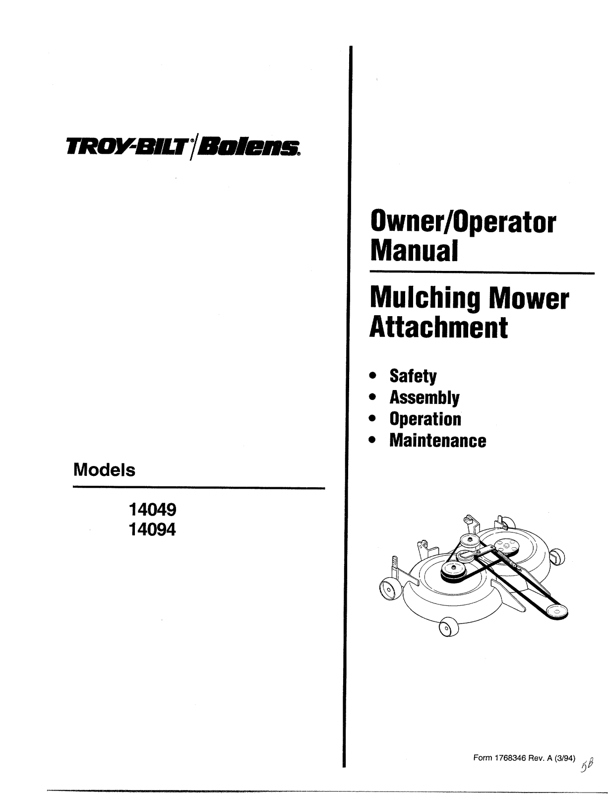 Troy-Bilt 14049 User Manual