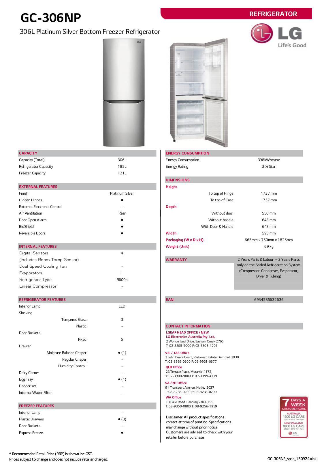 LG GC306NP Technical Specifications