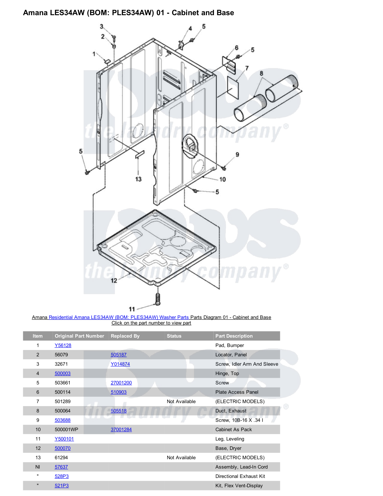 Amana LES34AW Parts Diagram