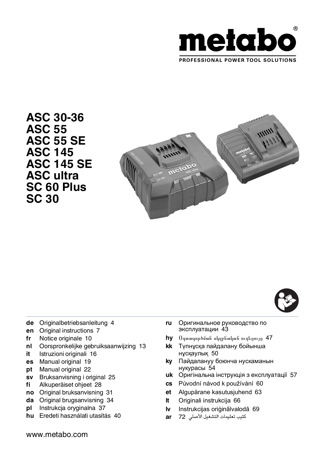 Metabo ASC 30-36, ASC 55, ASC 55 SE, ASC 145, ASC 145 SE User guide