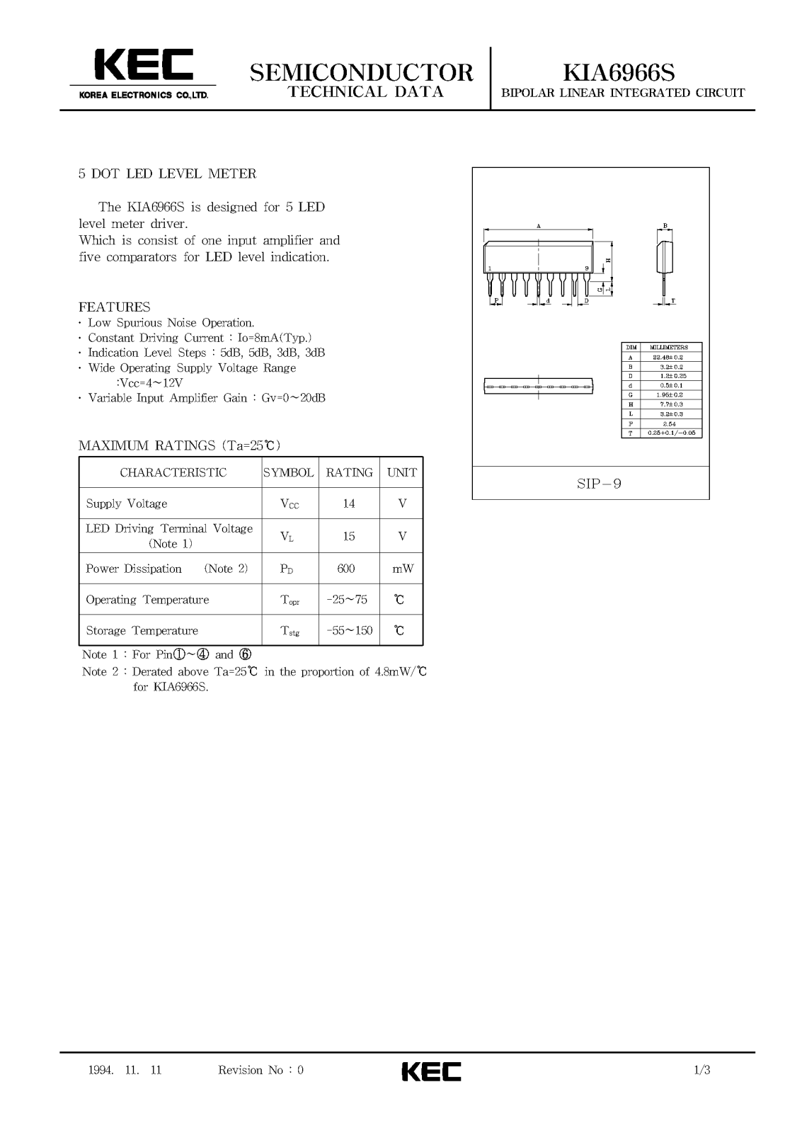 KEC KIA6966S Datasheet