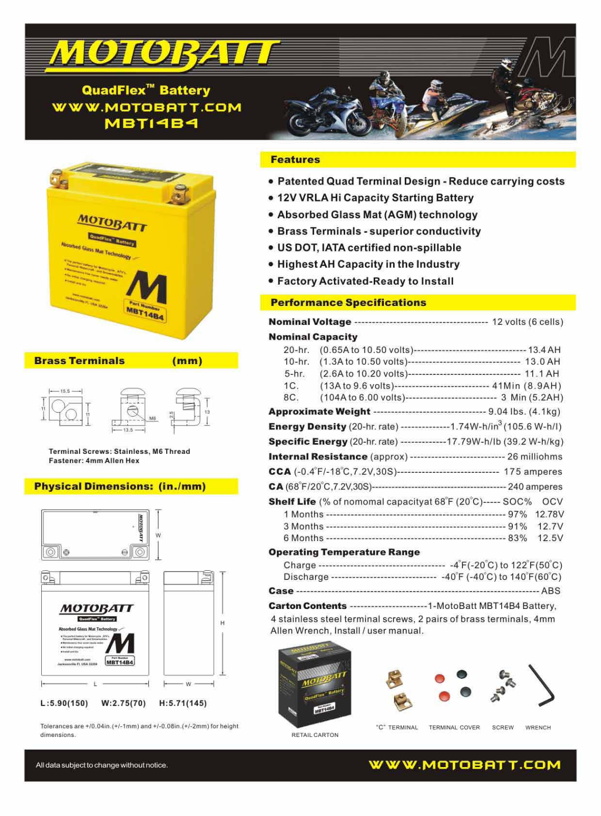 Motobatt MBT14B4 Service Manual