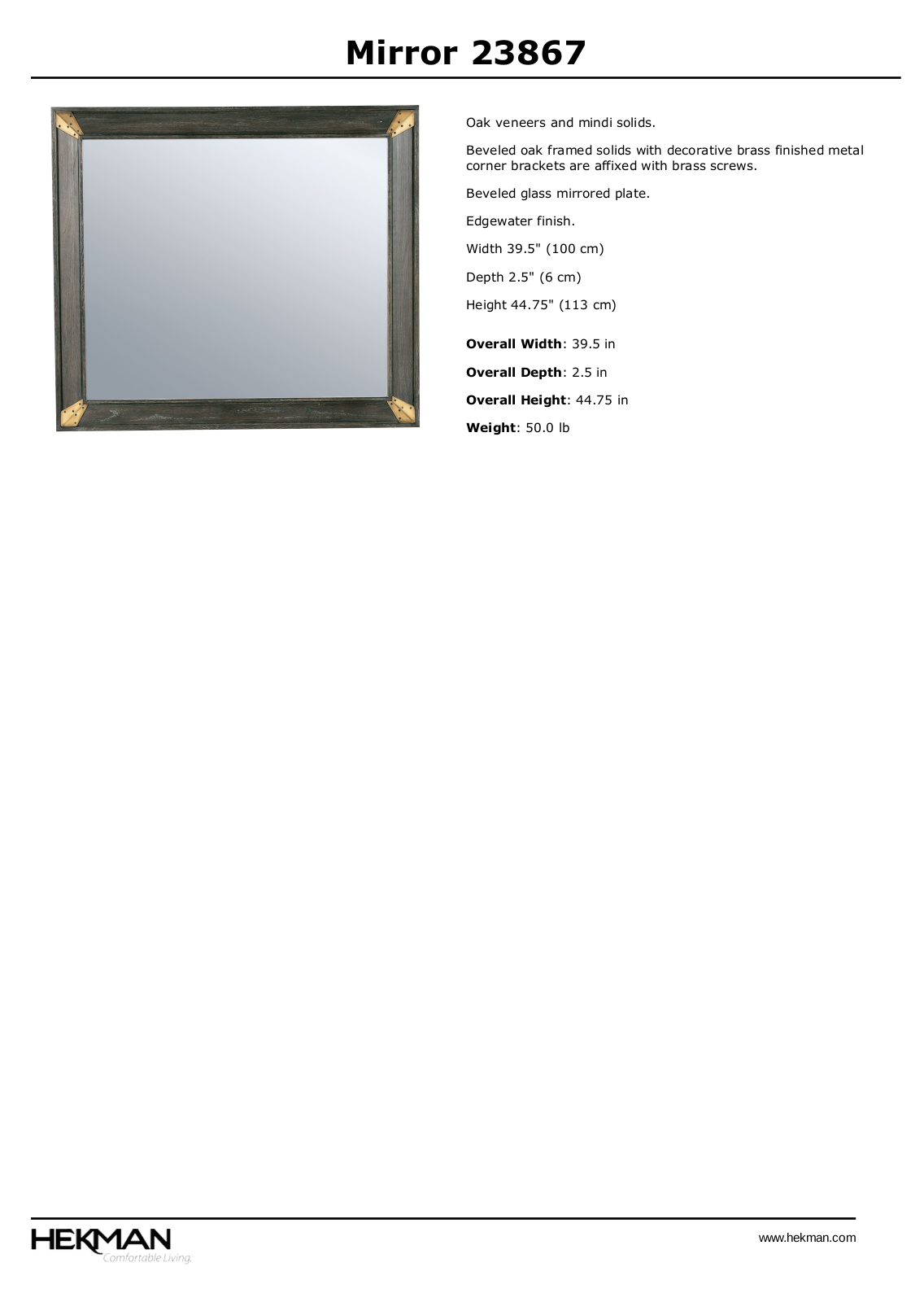 Hekman W002676390 Specifications - ManualMachine.com